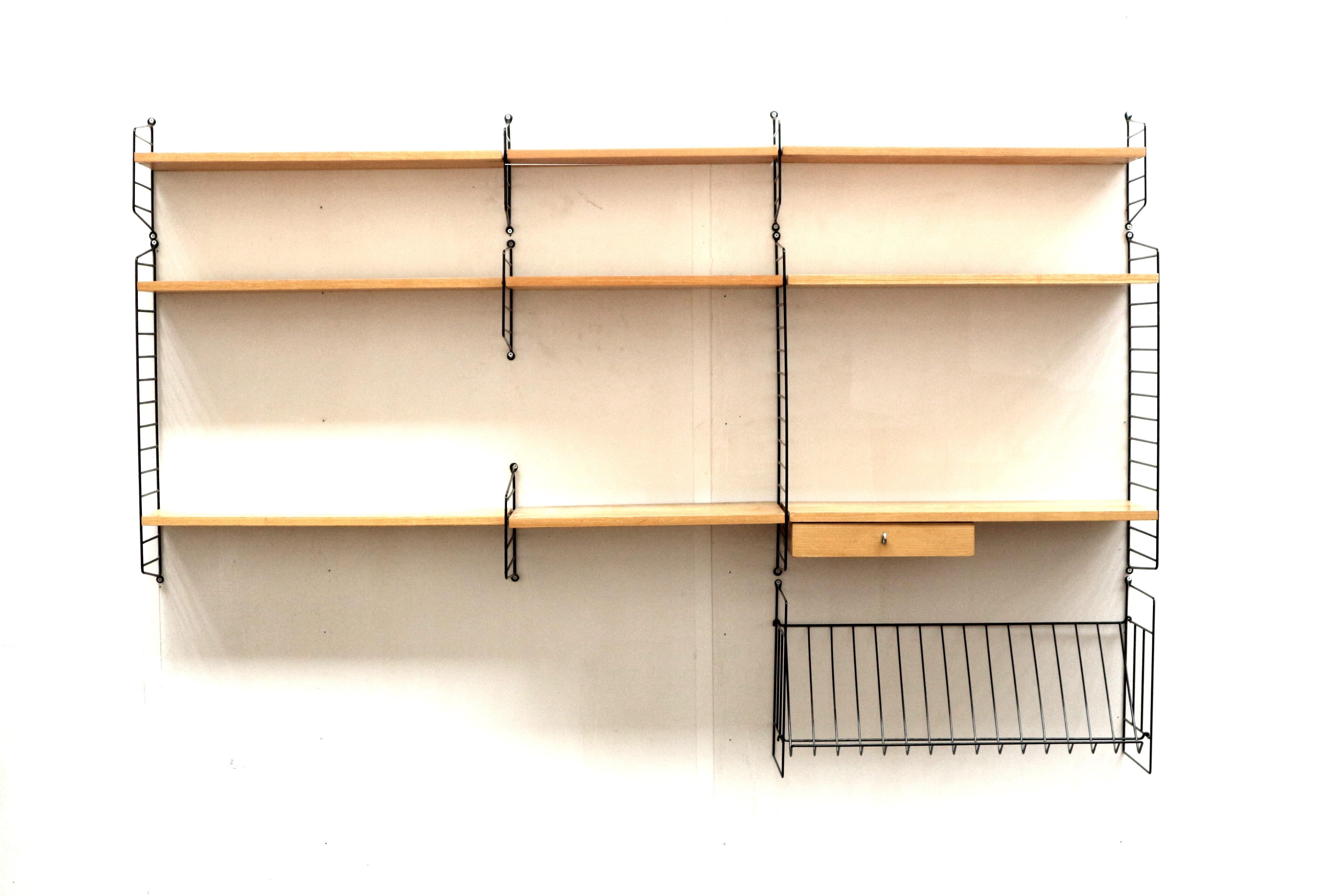 Vintage wall system by Nisse Strinning for String Design AB from the 1950s For Sale 2