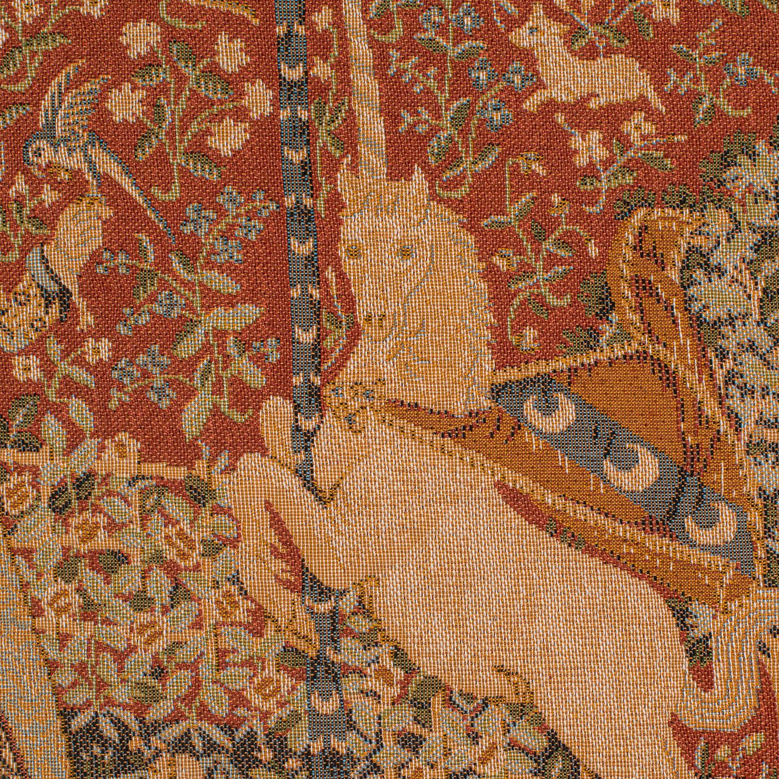 Textile Vintage Wall Tapestry, English, Needlepoint, the Lady and the Unicorn, c.1980