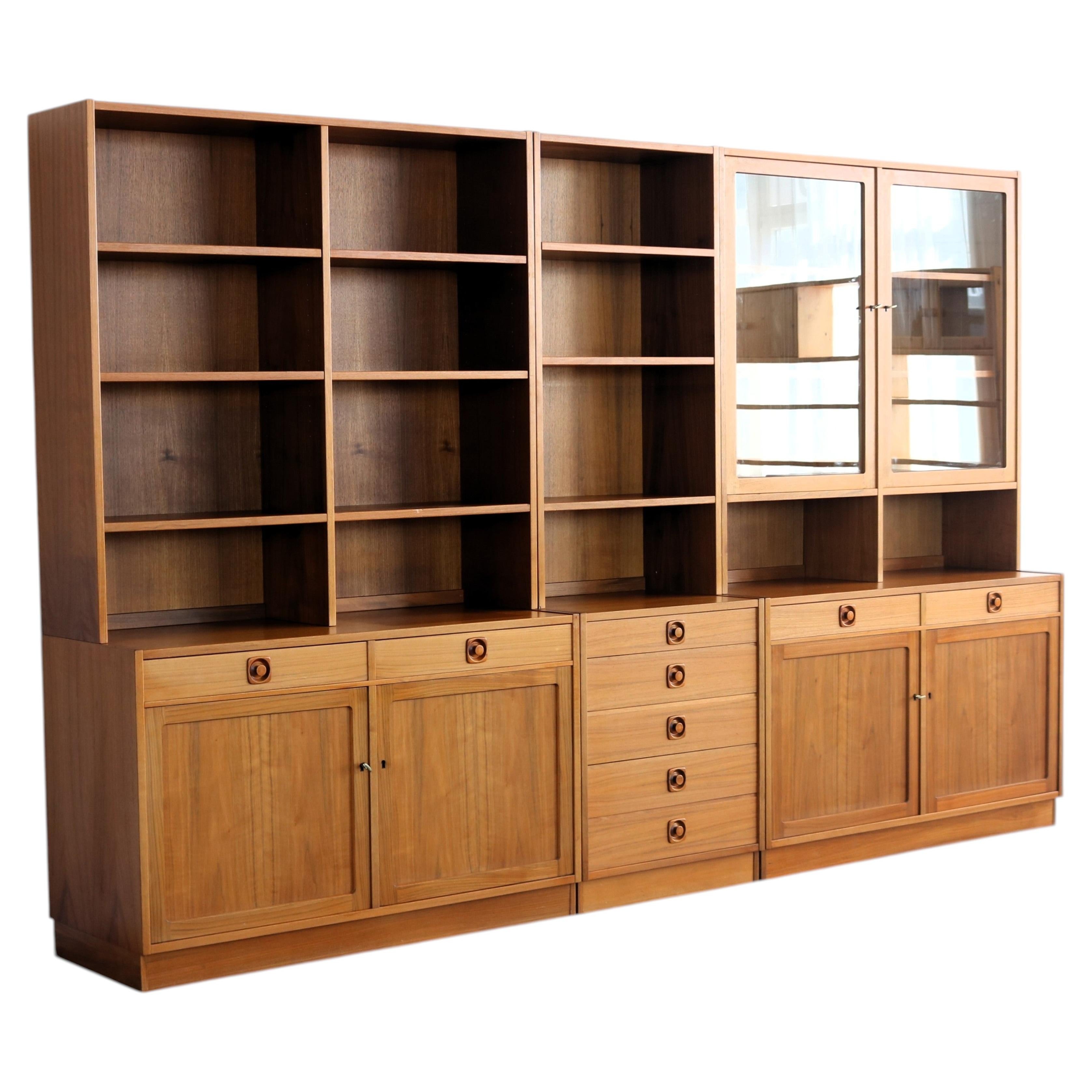 Vintage Swedish Teak Wall Unit Bookcase, Freestanding, 1960s Design