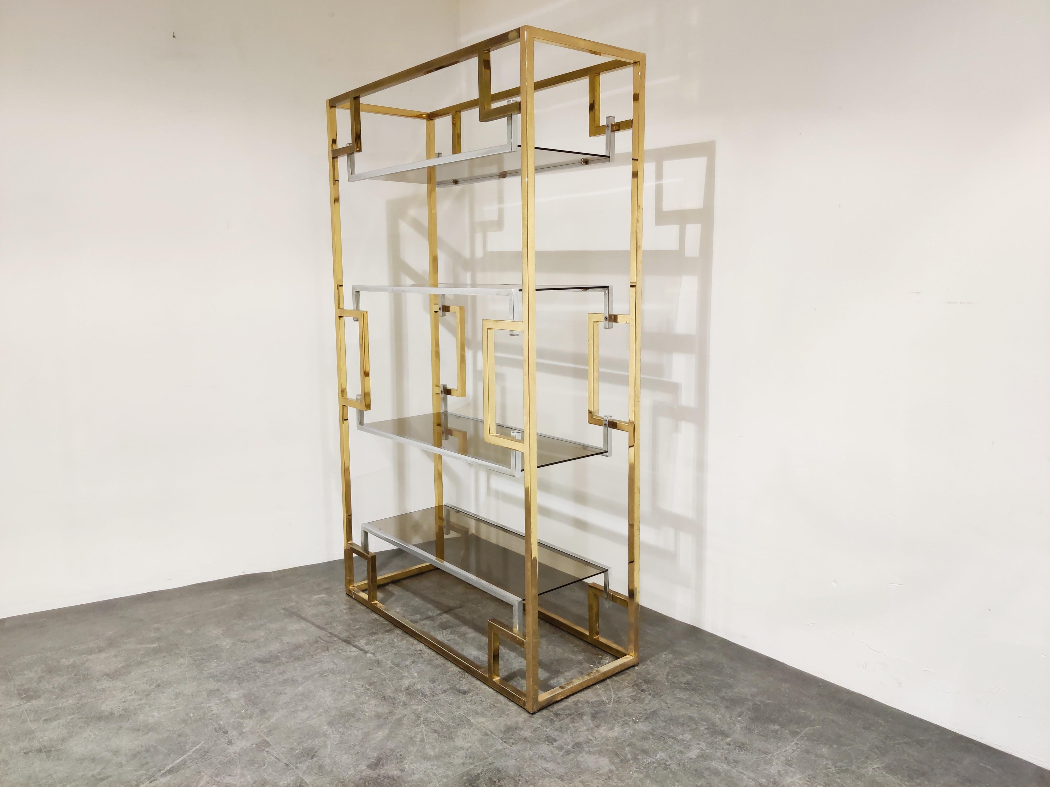 Brass Vintage Wall Unit by Willy Rizzo, 1970s