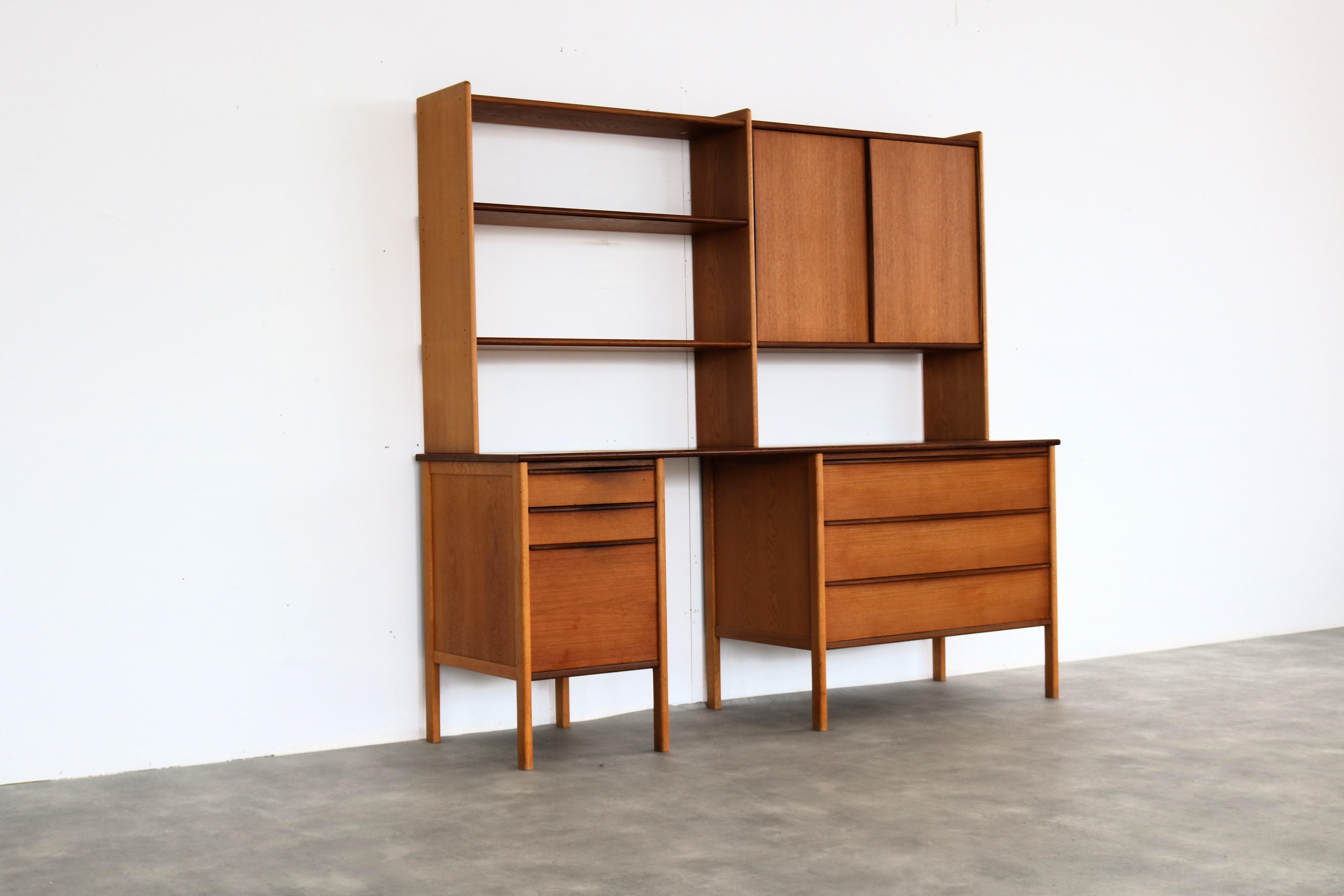 Swedish vintage wall unit  cupboard  desk  teak  Ulferts