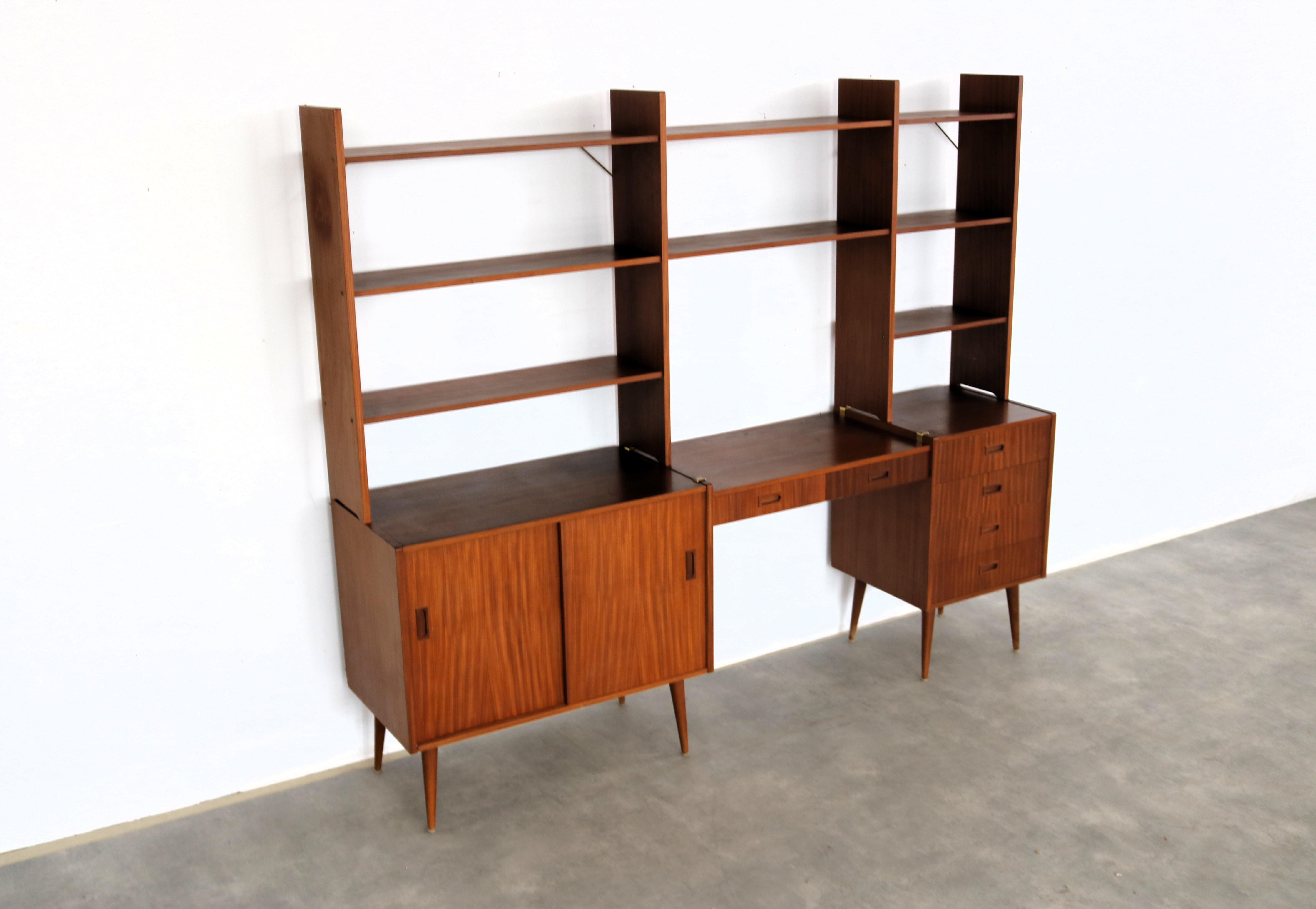 Vintage wall unit  teak  1960s  Swedish For Sale 5
