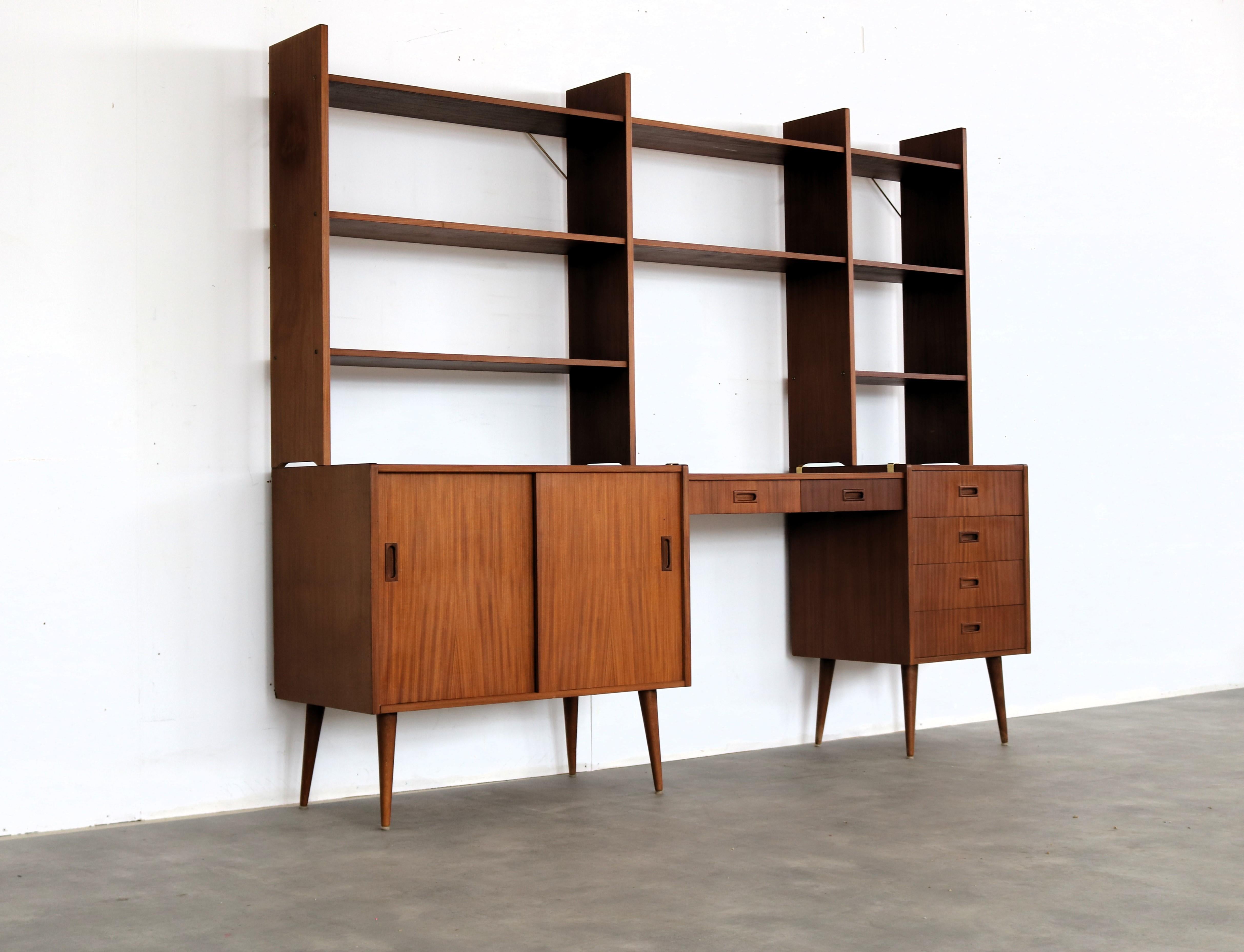 Vintage wall unit  teak  1960s  Swedish For Sale 6