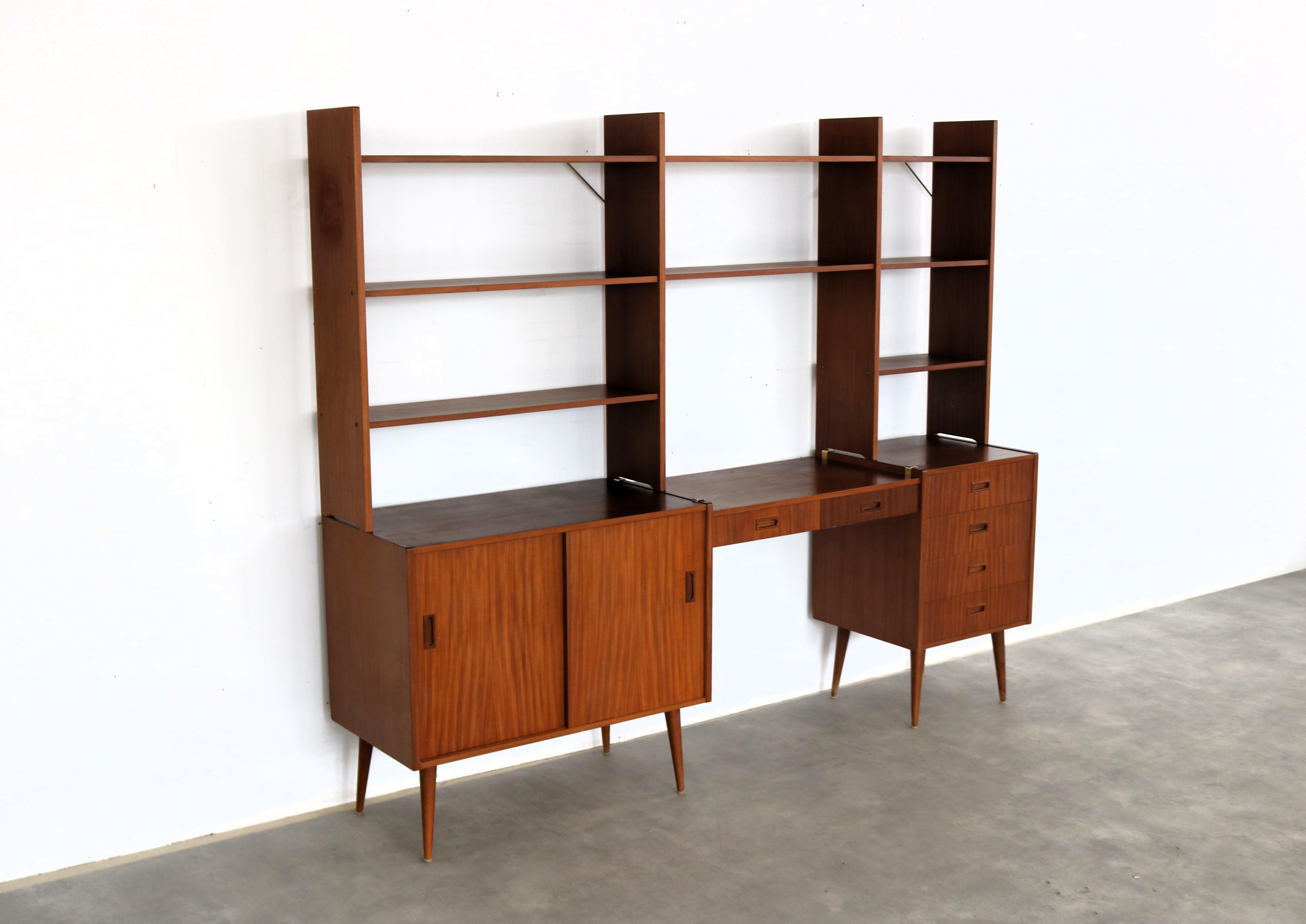 Mid-20th Century Vintage wall unit  teak  1960s  Swedish For Sale