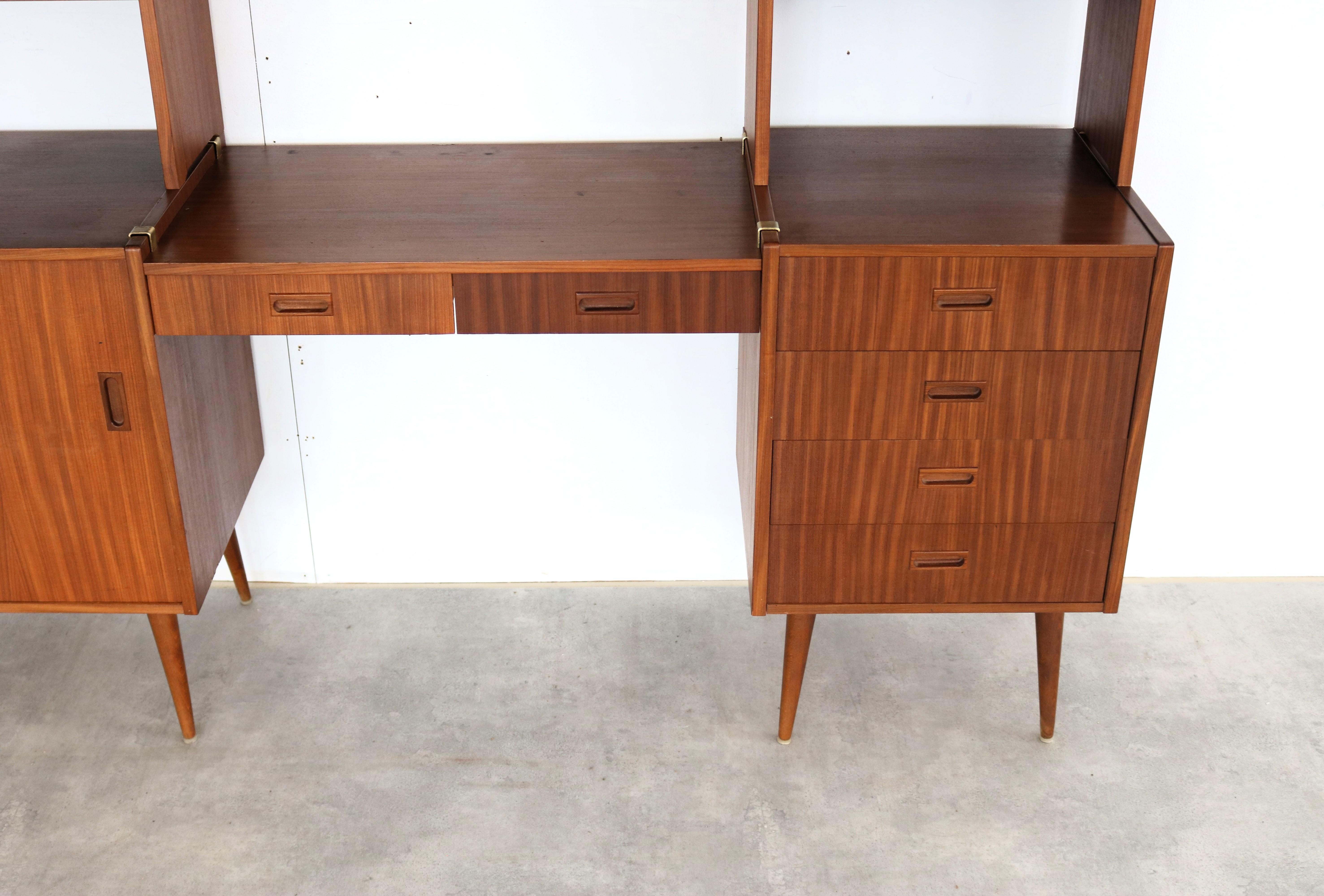 Vintage wall unit  teak  1960s  Swedish For Sale 1