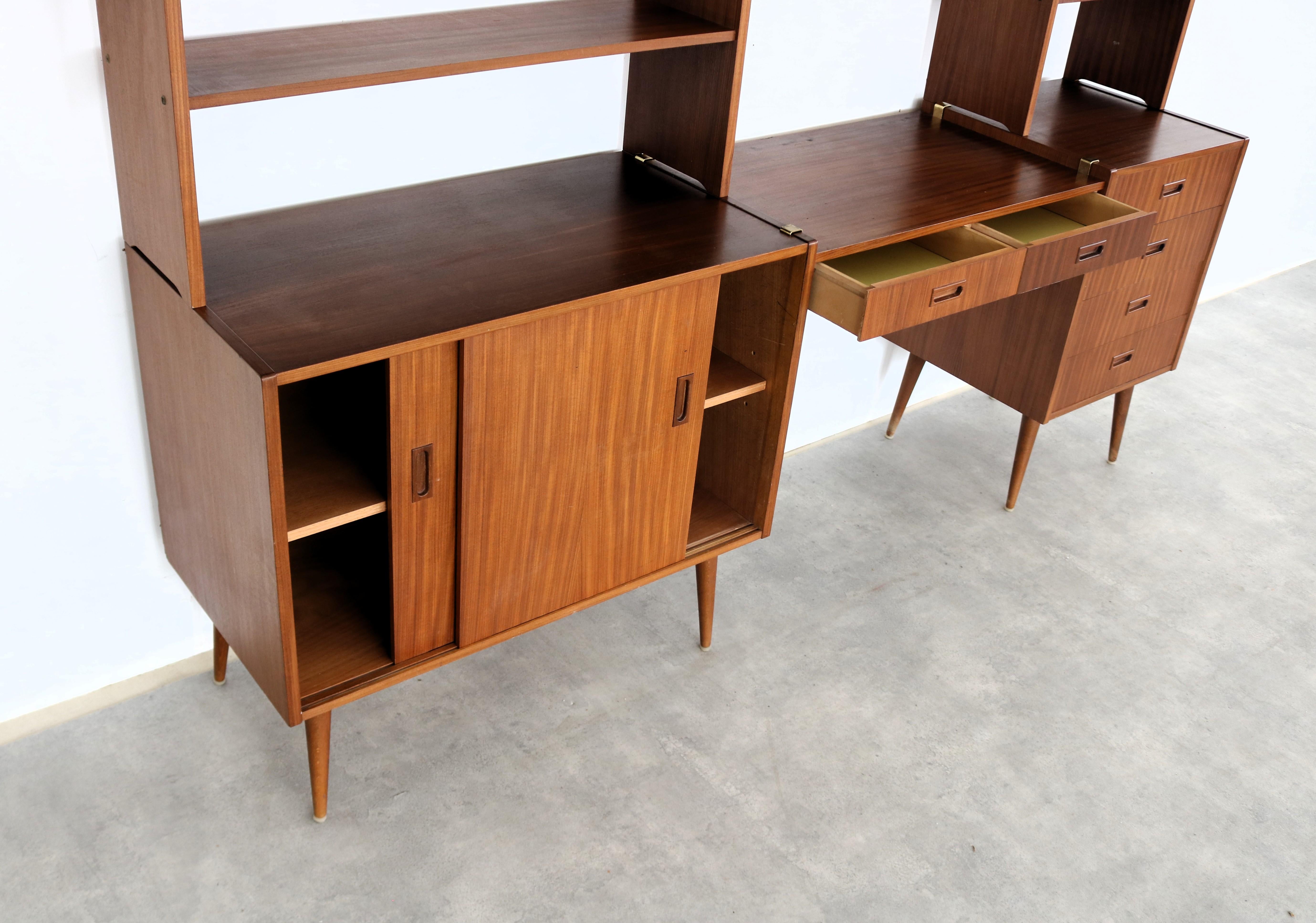 Vintage wall unit  teak  1960s  Swedish For Sale 3
