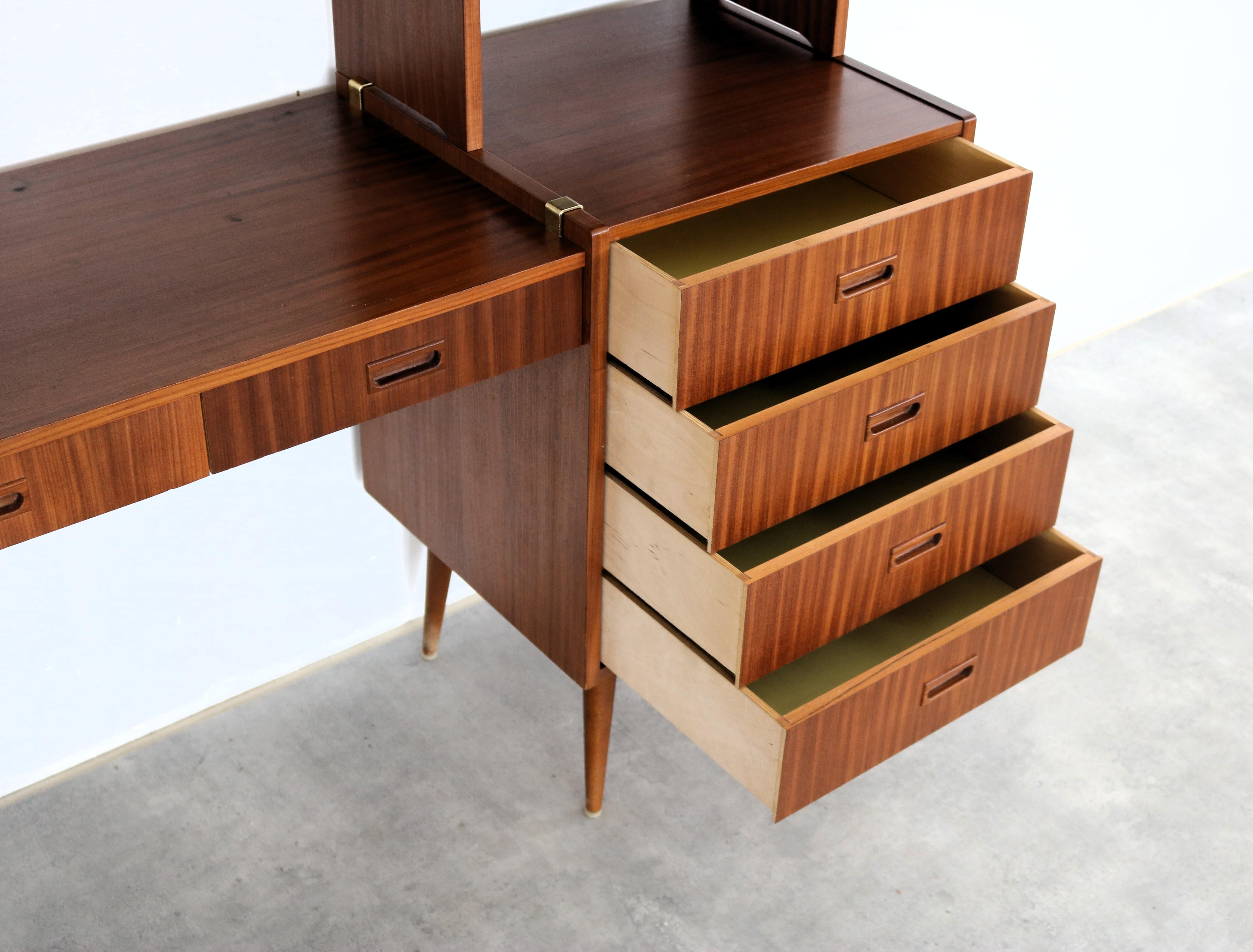 Vintage wall unit  teak  1960s  Swedish For Sale 4