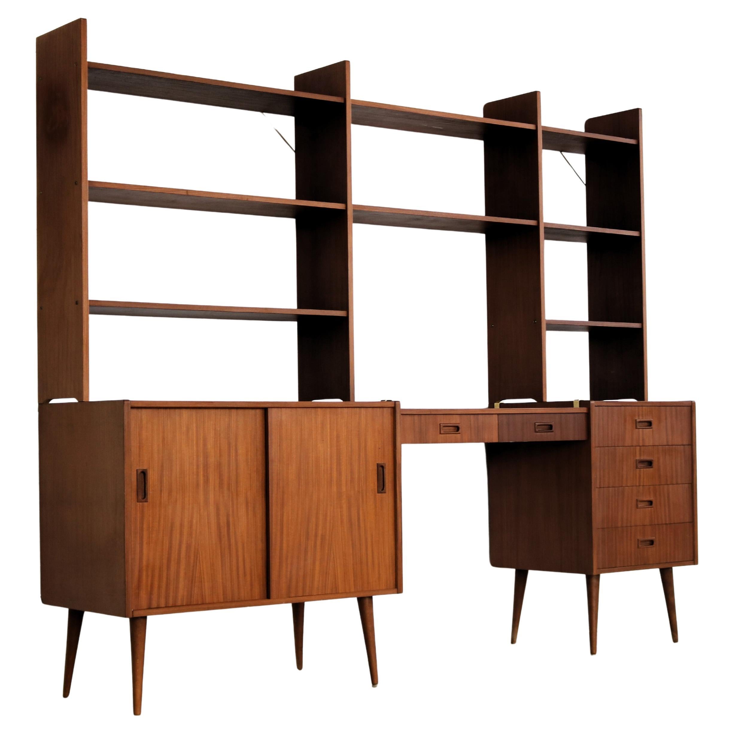 Vintage wall unit  teak  1960s  Swedish For Sale