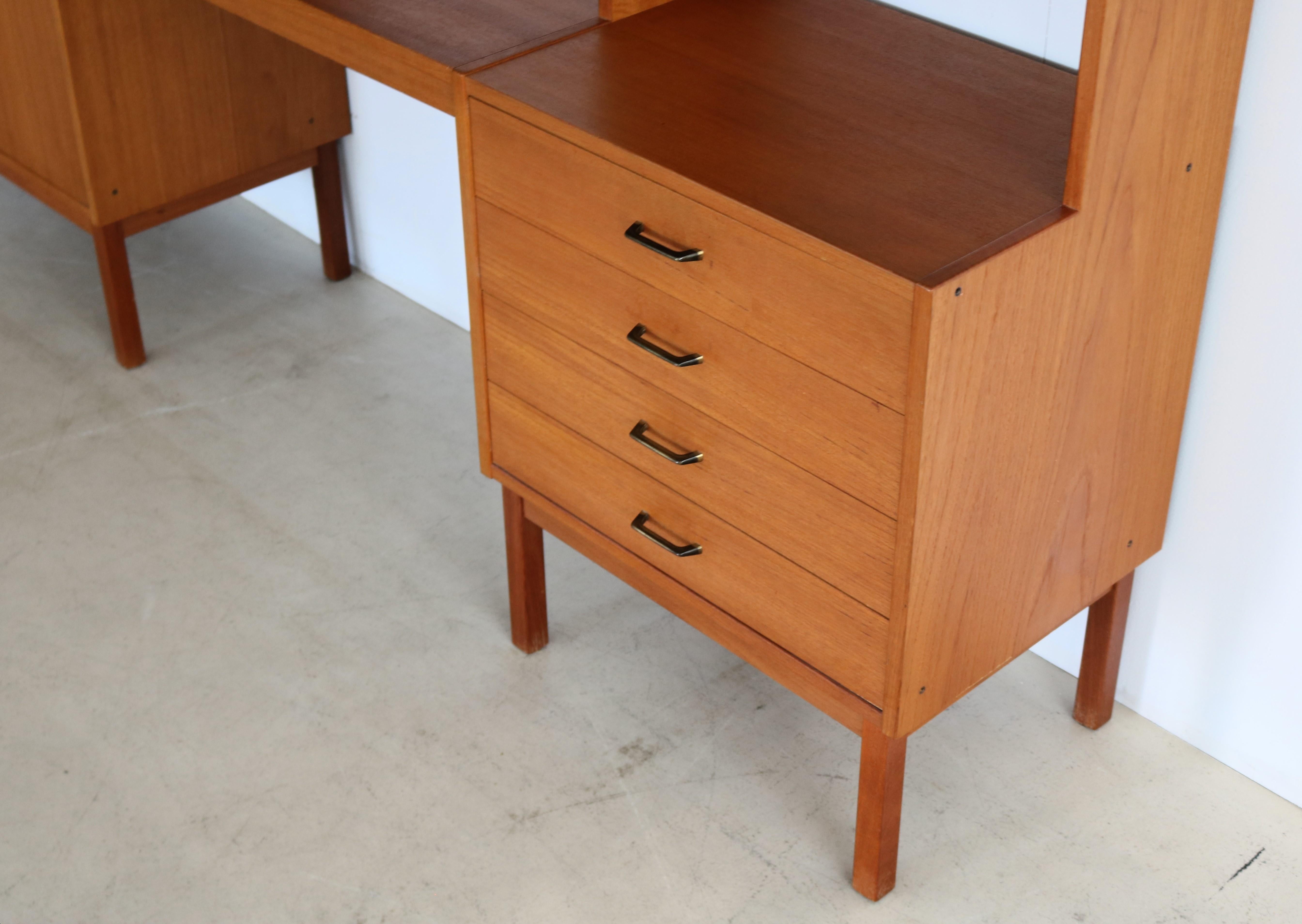 Brass vintage wall unit  teak  60s  Swedish