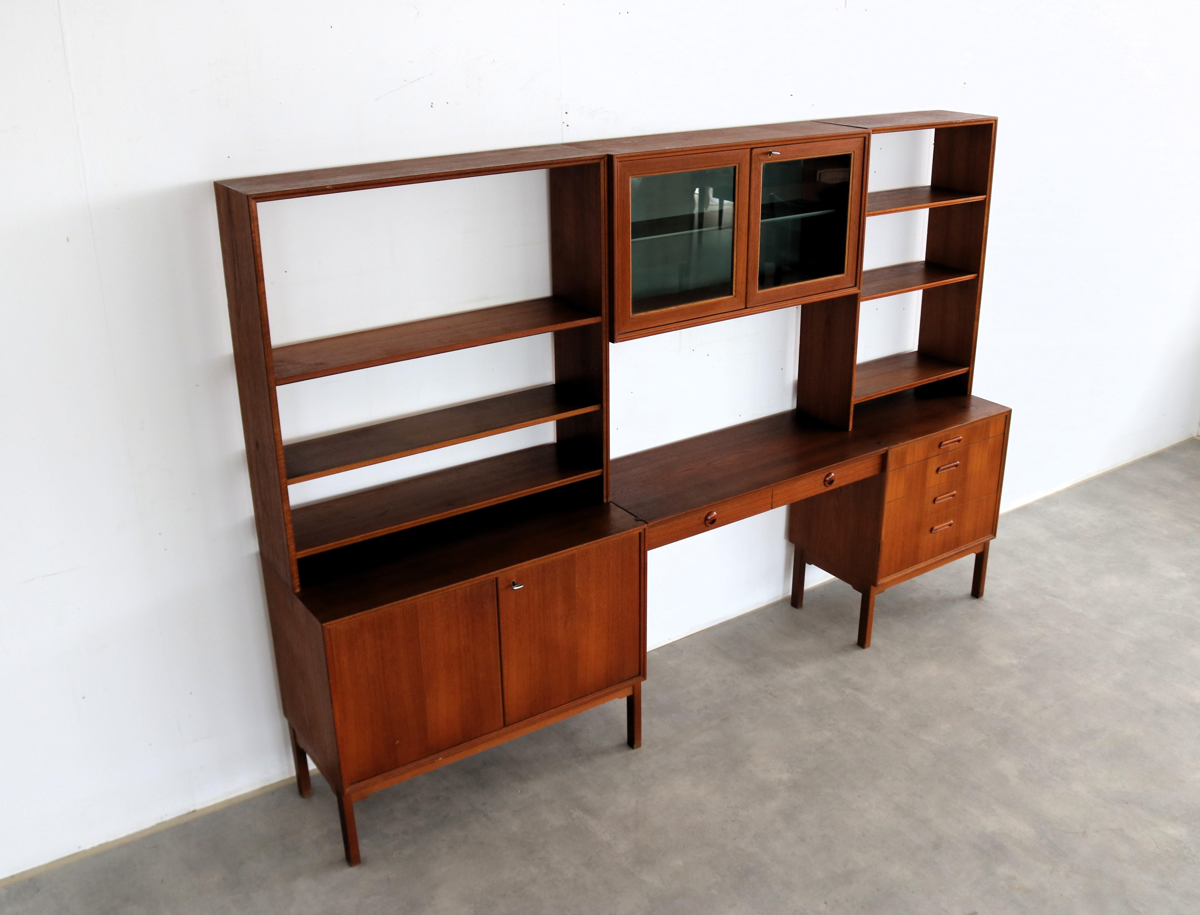 vintage wall unit  teak  Karlitt  1960s  Swedish 7