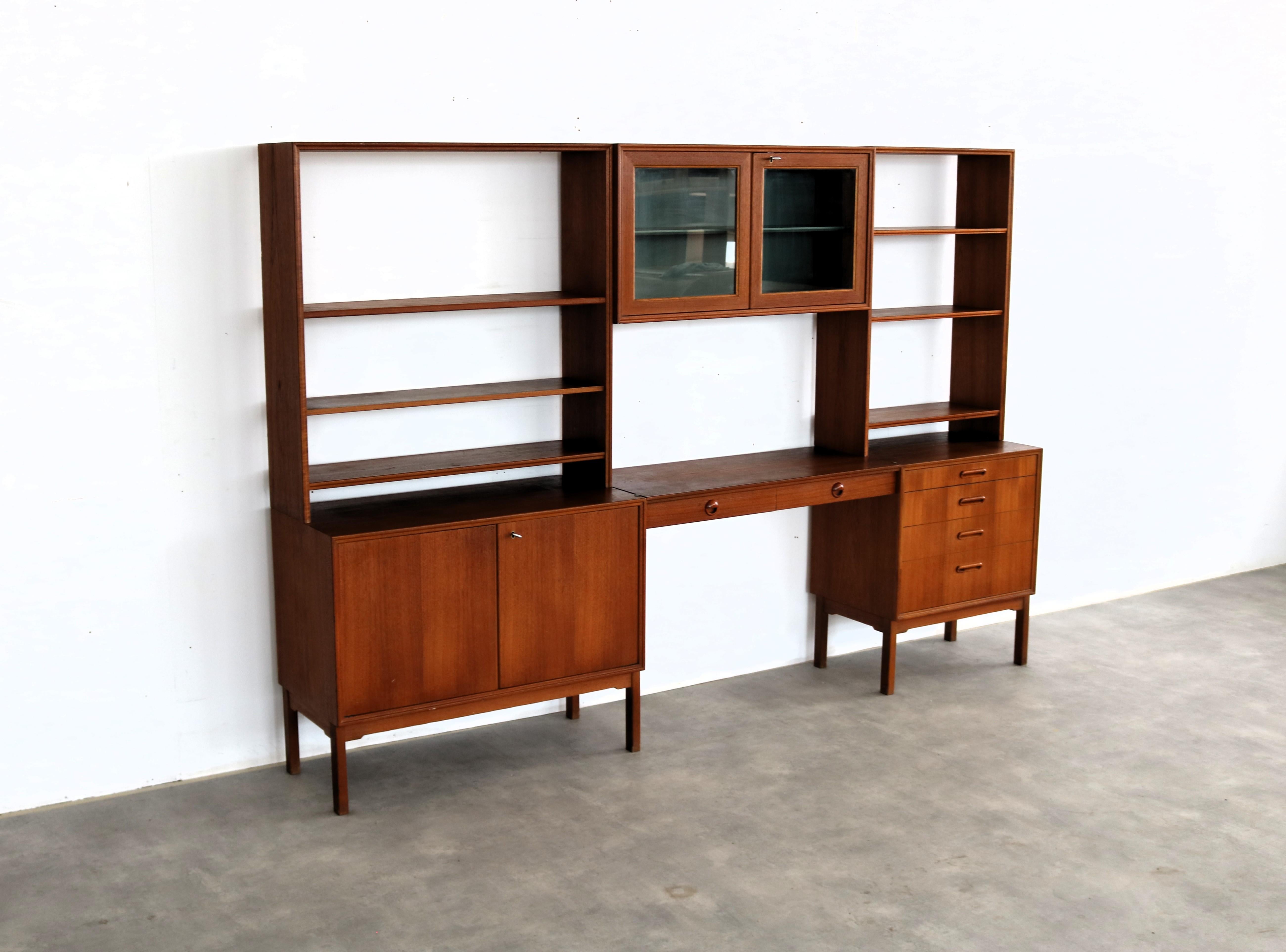 Mid-20th Century vintage wall unit  teak  Karlitt  1960s  Swedish