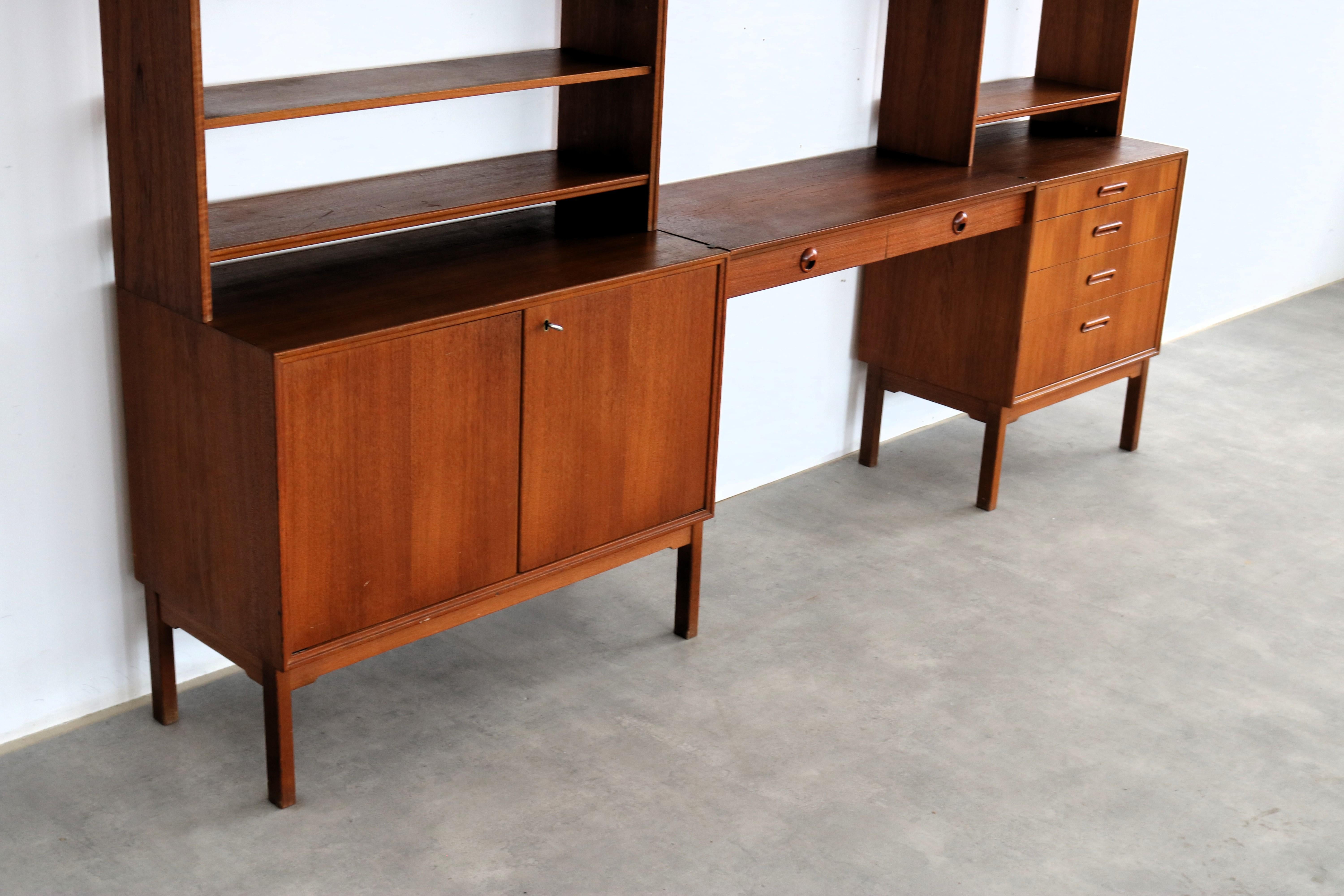 Glass vintage wall unit  teak  Karlitt  1960s  Swedish