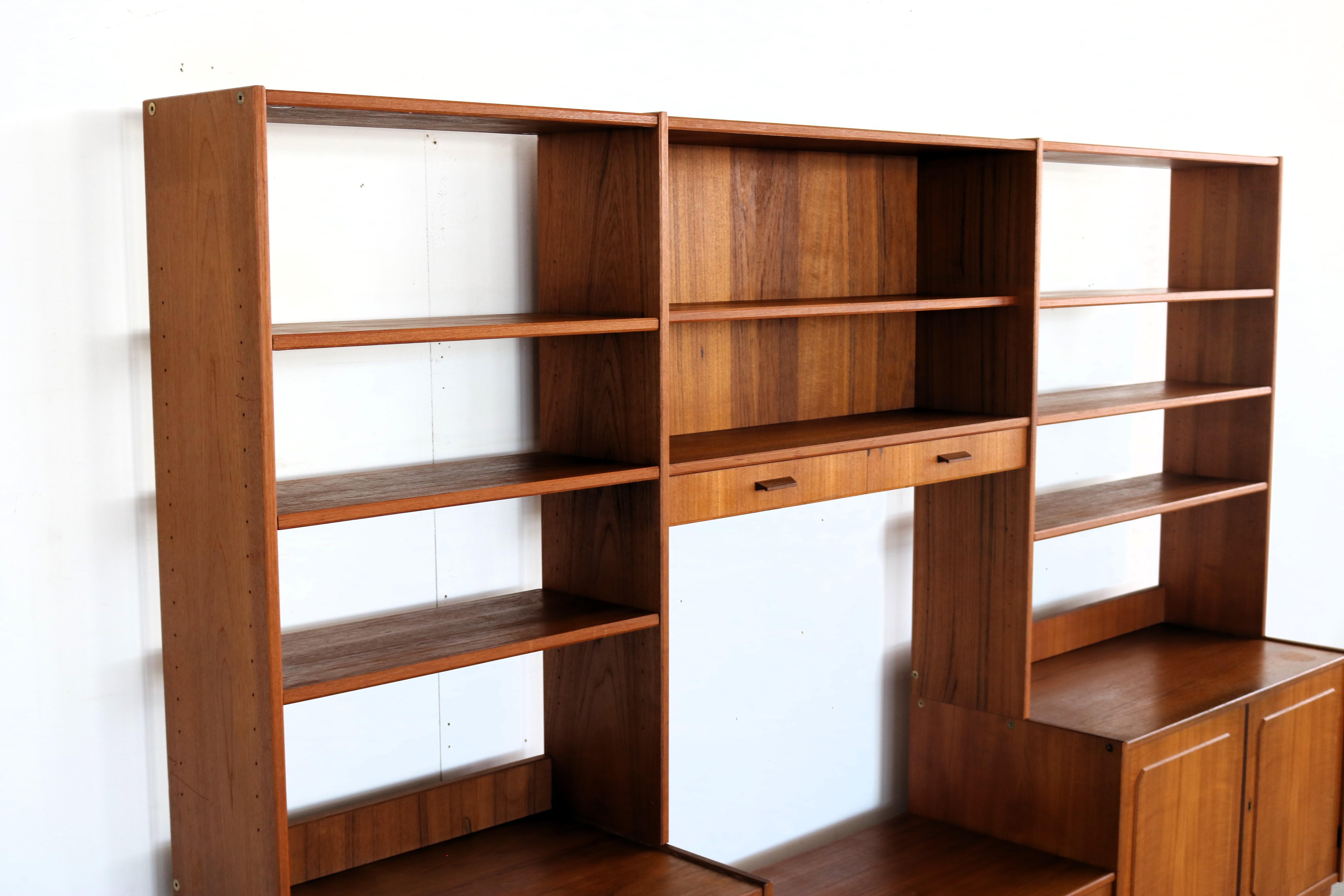 Teak vintage wall unit  wall cabinet  1960s  Swedish For Sale