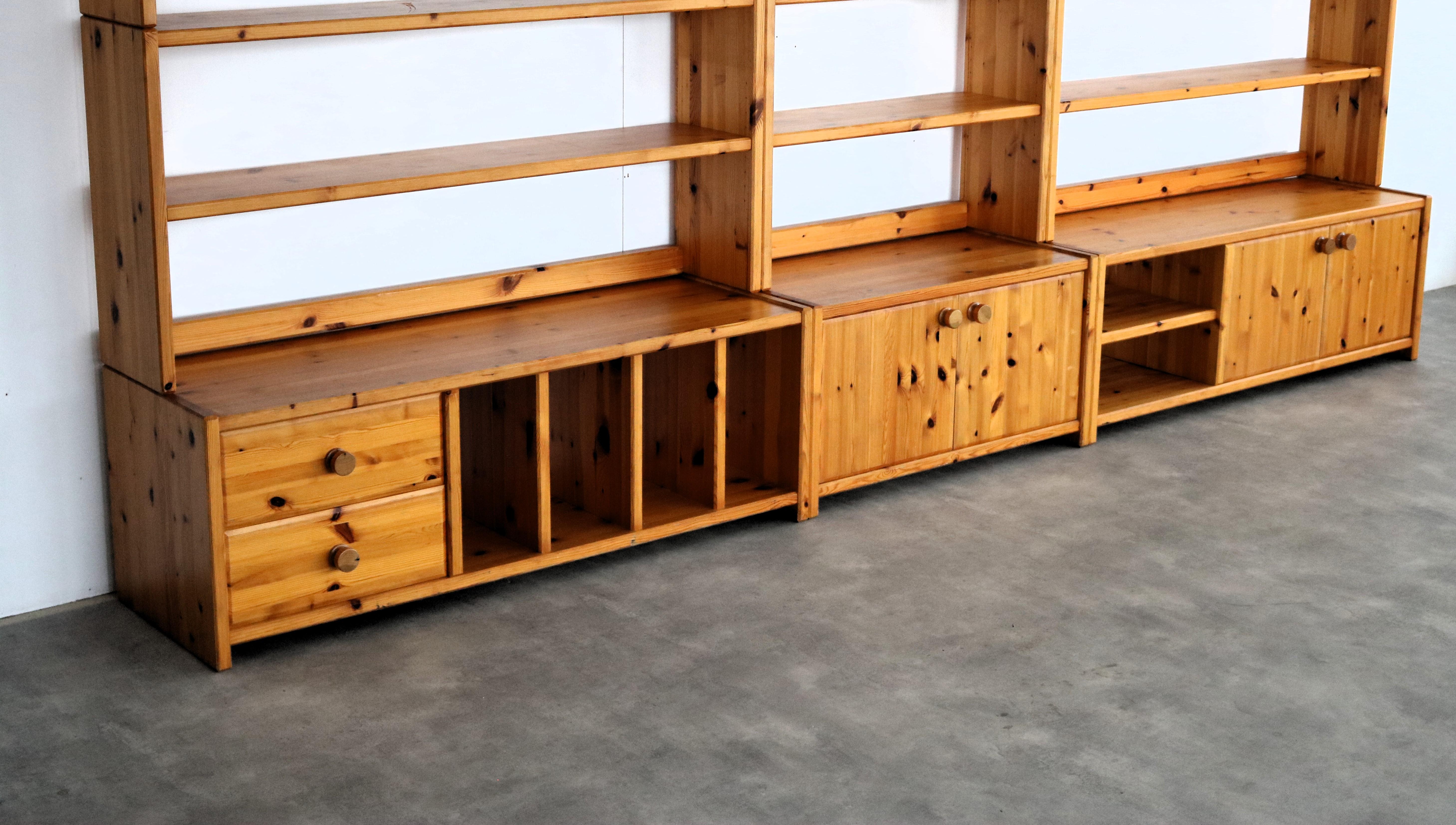 Glass vintage wall unit  wall cabinets  Swedish  70's For Sale