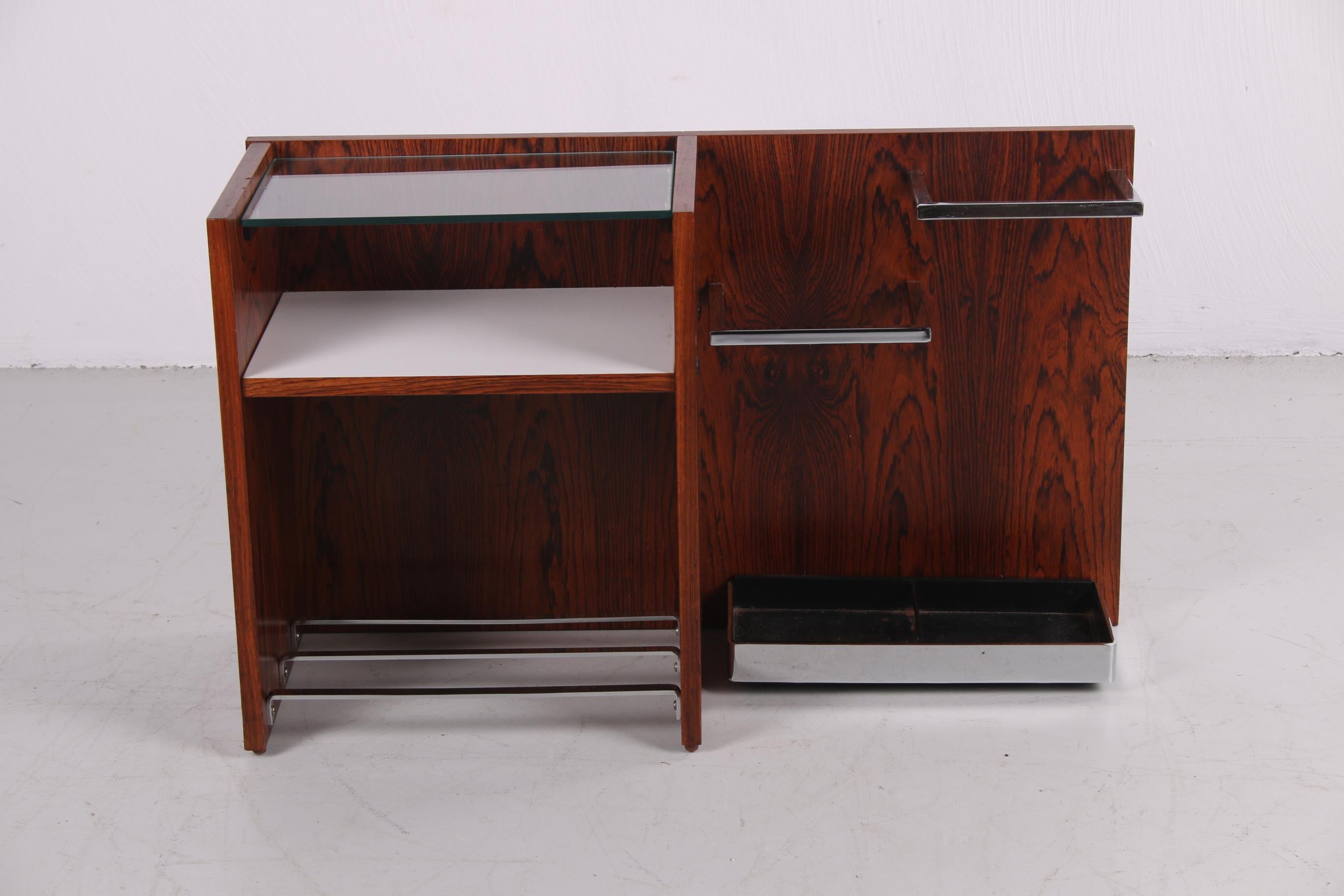 Wood Vintage wall unit with shoe rack and umbrella stand from the 1960s For Sale