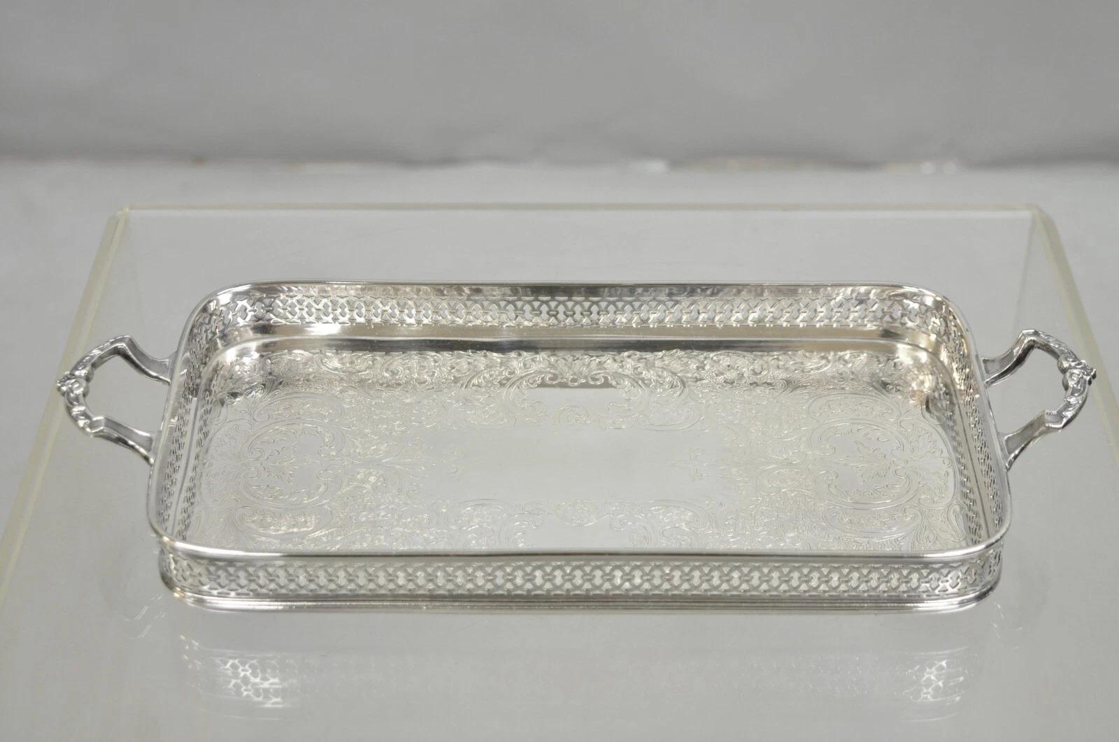Vintage Wallace 335 Victorian Silver Plated Small Whatnot Trinket Dish Tray For Sale 5