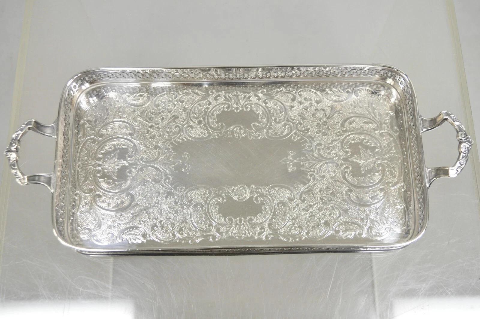 Vintage Wallace 335 Victorian Silver Plated Small Whatnot Trinket Dish Tray For Sale 6