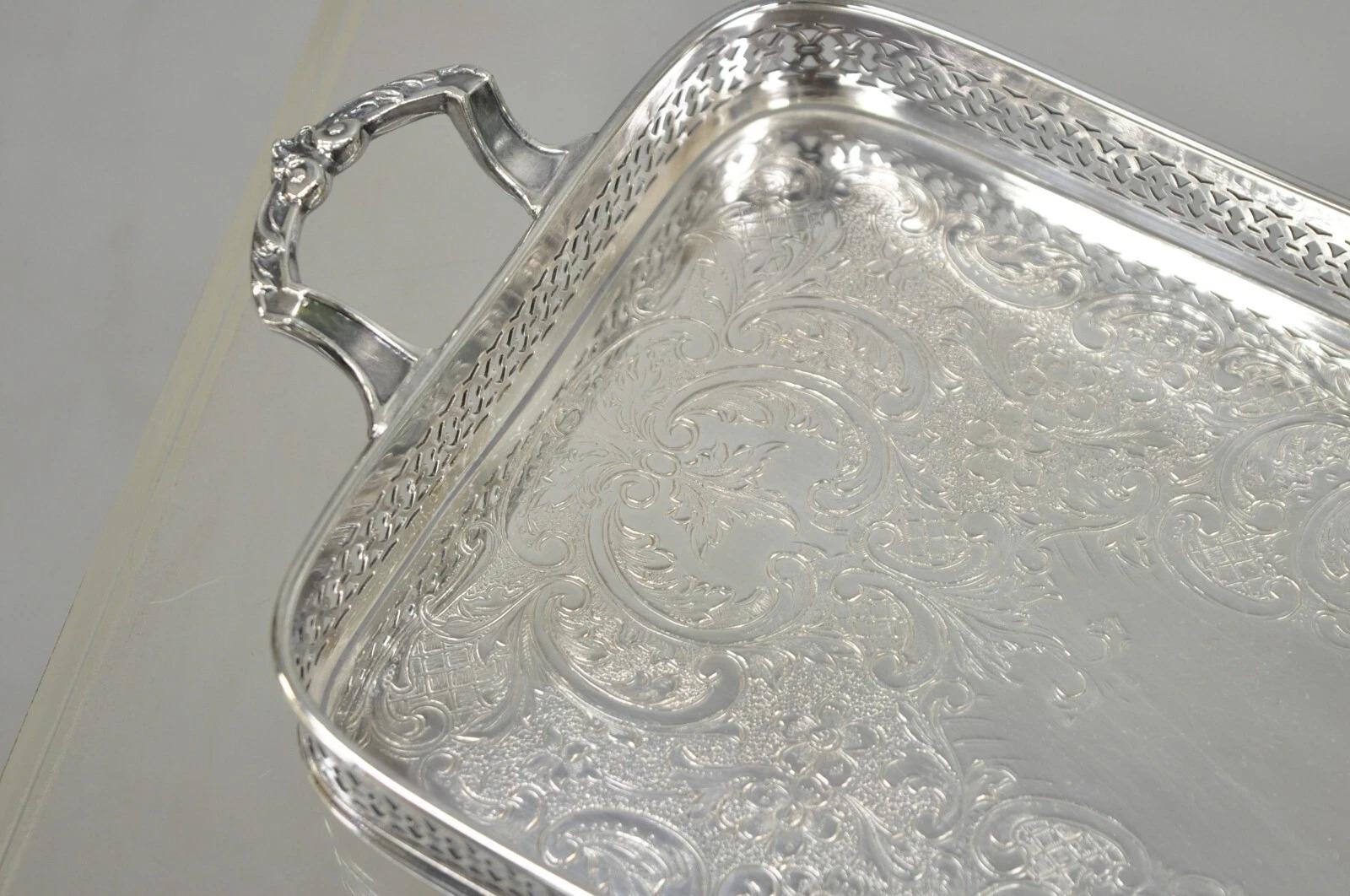 20th Century Vintage Wallace 335 Victorian Silver Plated Small Whatnot Trinket Dish Tray For Sale