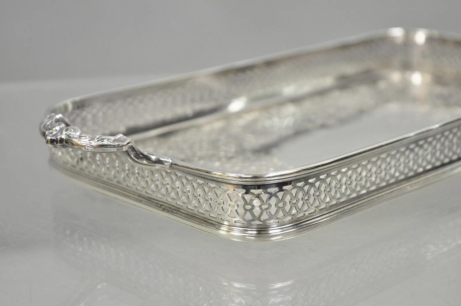 Vintage Wallace 335 Victorian Silver Plated Small Whatnot Trinket Dish Tray For Sale 1