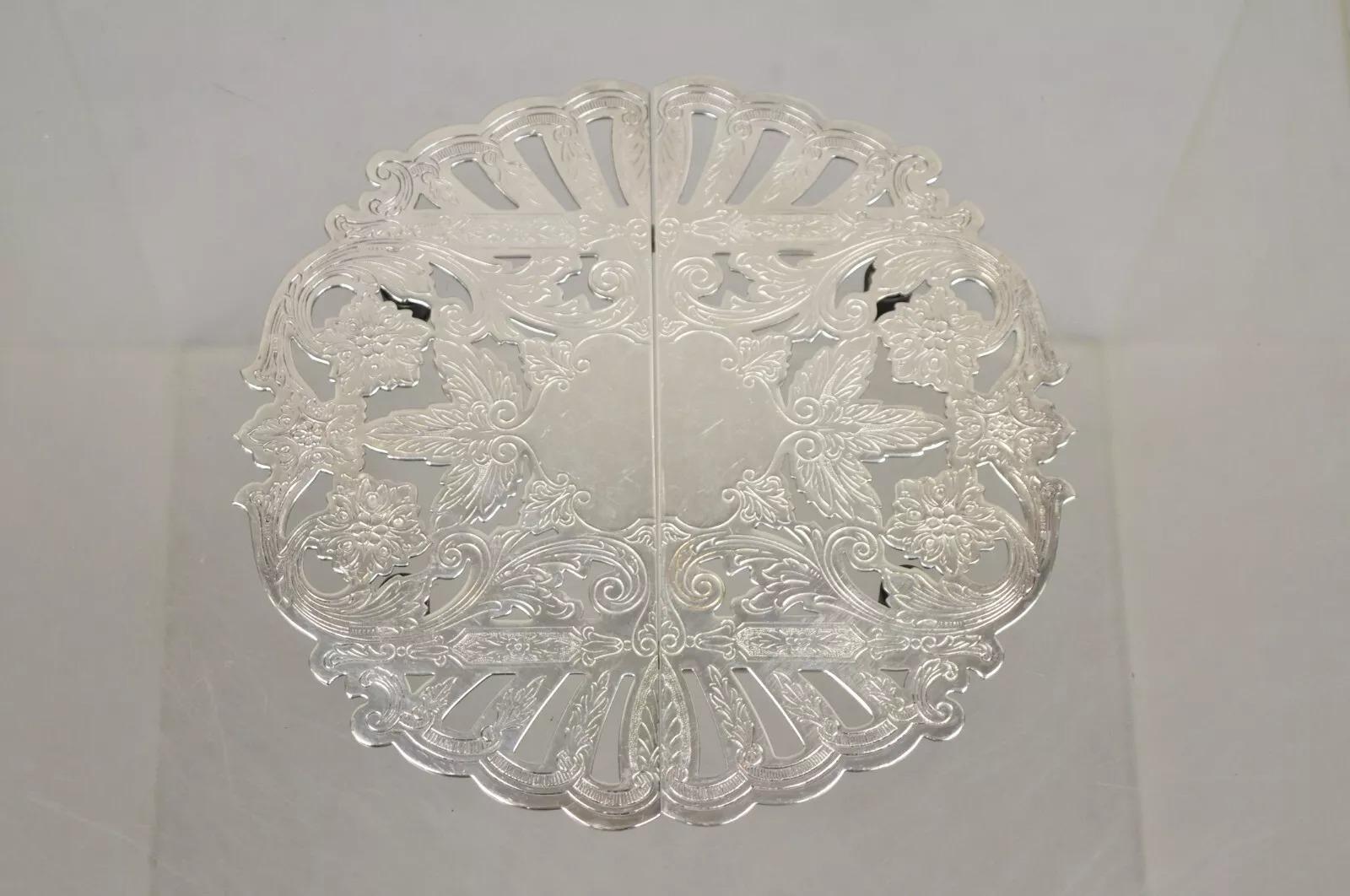 Vintage Wallace 7332 Victorian Style Silver Plated Expanding Pot Trivet For Sale 5