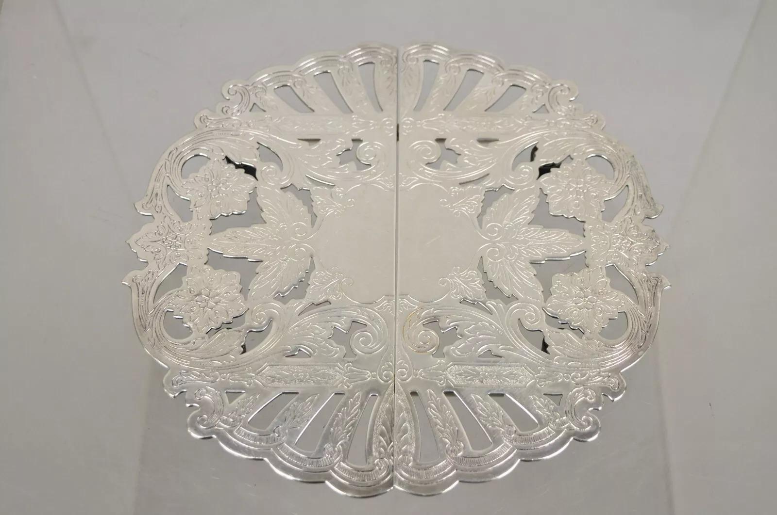 Unknown Vintage Wallace 7332 Victorian Style Silver Plated Expanding Pot Trivet For Sale