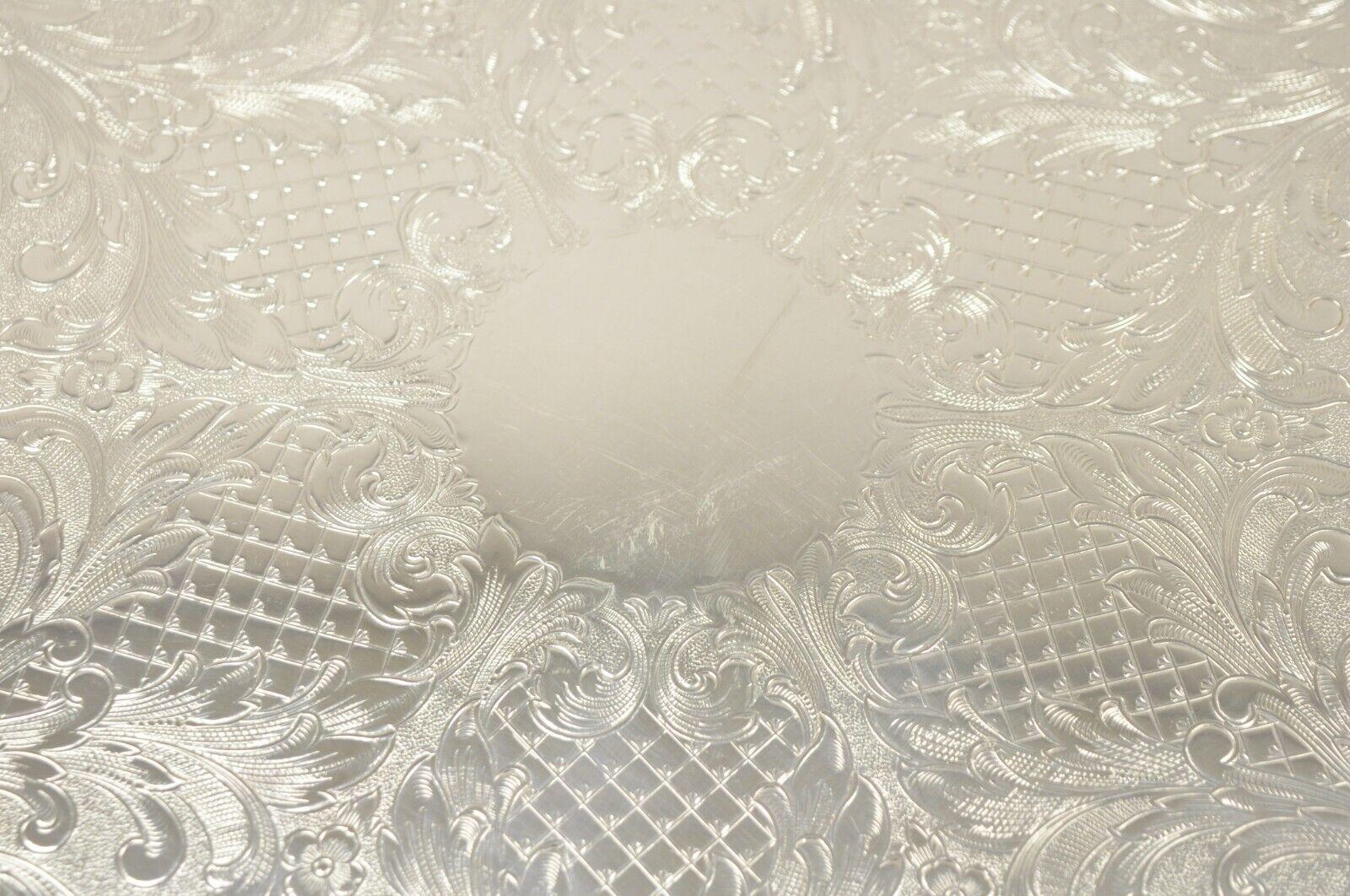 Vintage Wallace Baroque 298 Silver Plated 19” Round Serving Platter Tray 4
