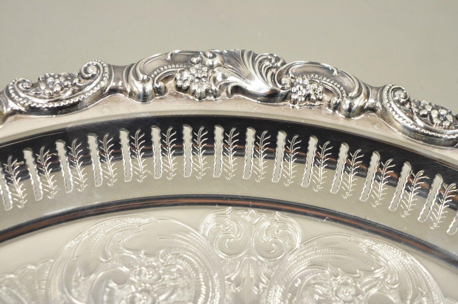 Vintage Wallace Baroque 298 Silver Plated 19” Round Serving Platter Tray 6