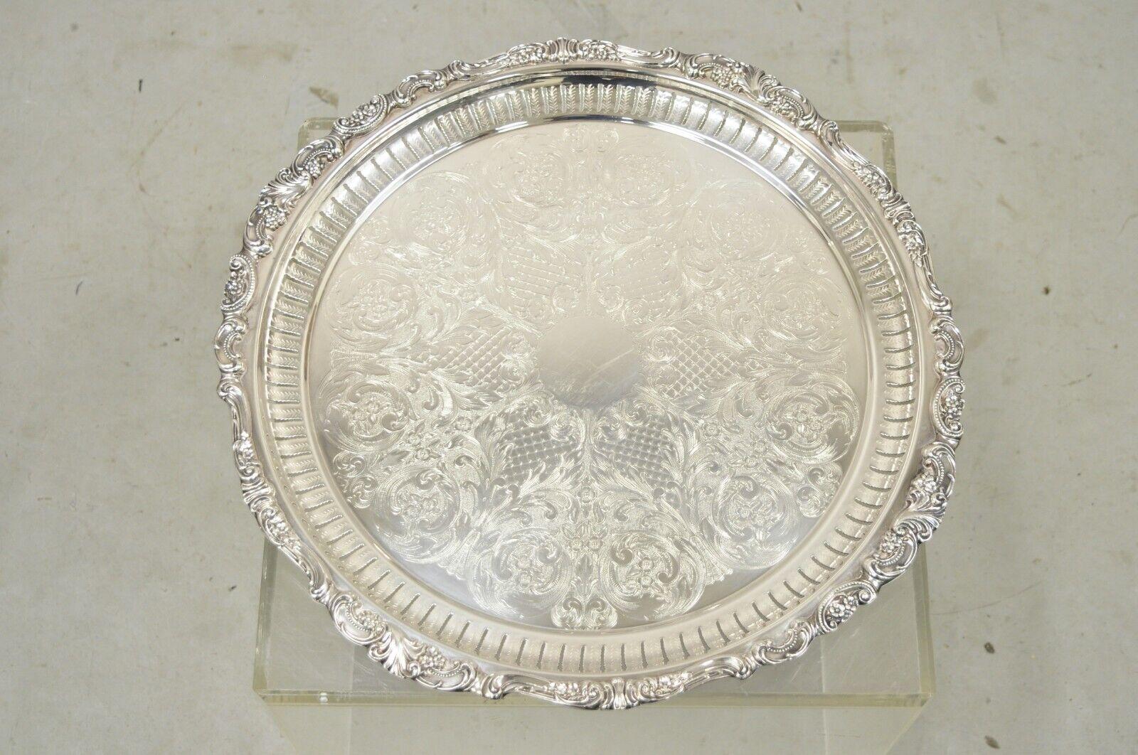 Victorian Vintage Wallace Baroque 298 Silver Plated 19” Round Serving Platter Tray
