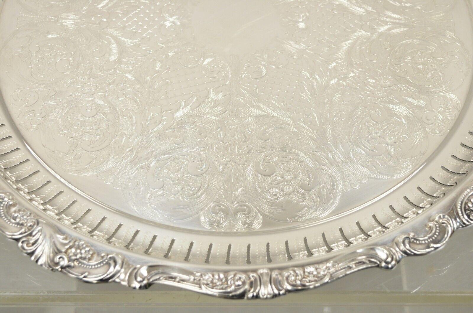 20th Century Vintage Wallace Baroque 298 Silver Plated 19” Round Serving Platter Tray