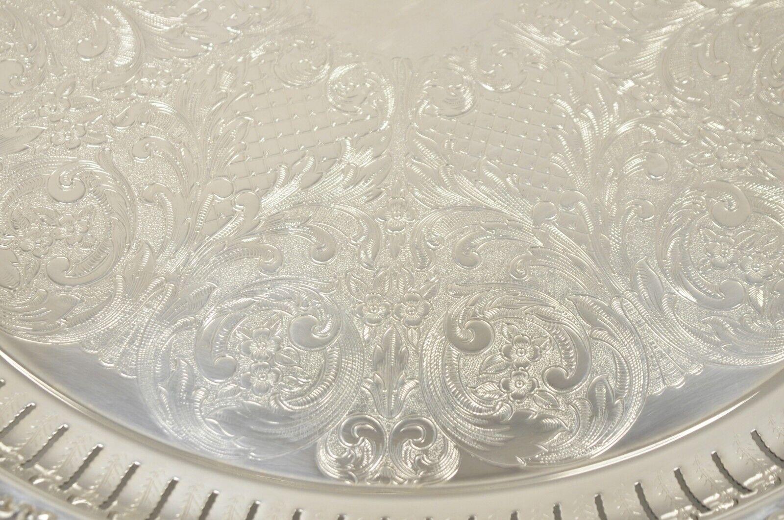 Vintage Wallace Baroque 298 Silver Plated 19” Round Serving Platter Tray 1