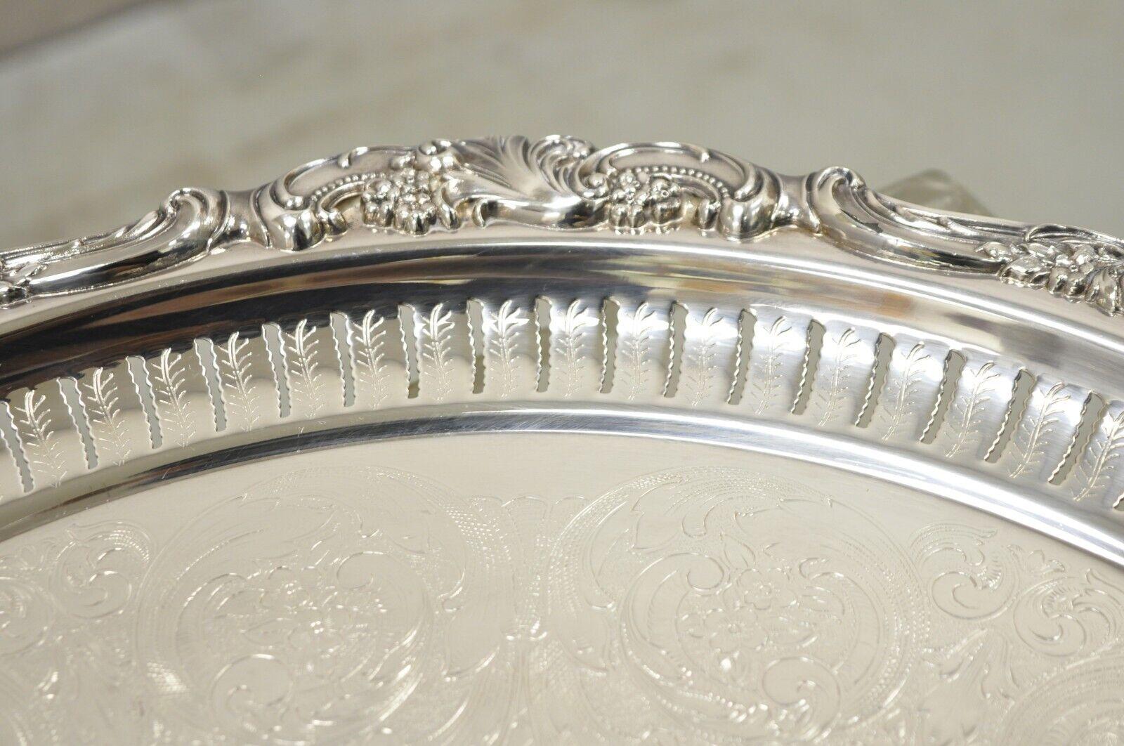 Vintage Wallace Baroque 298 Silver Plated 19” Round Serving Platter Tray 2