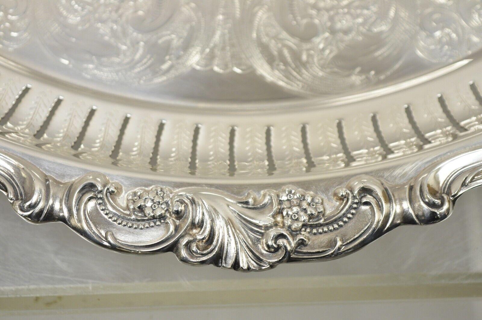 Vintage Wallace Baroque 298 Silver Plated 19” Round Serving Platter Tray 3