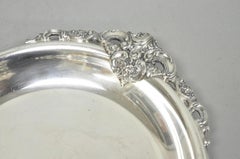 Vintage Wallace Baroque Silver Plated Round Twin Handle Serving Platter Bar Tray