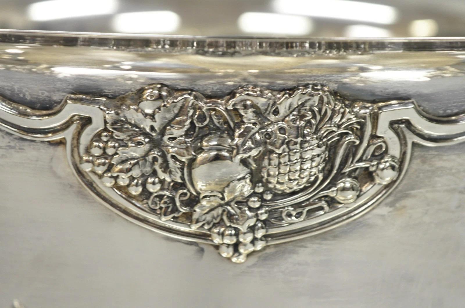 Baroque Vintage Wallace Harvest Silver Plated Grapevine Punch Bowl Set w/ 12 Cups & Tray For Sale