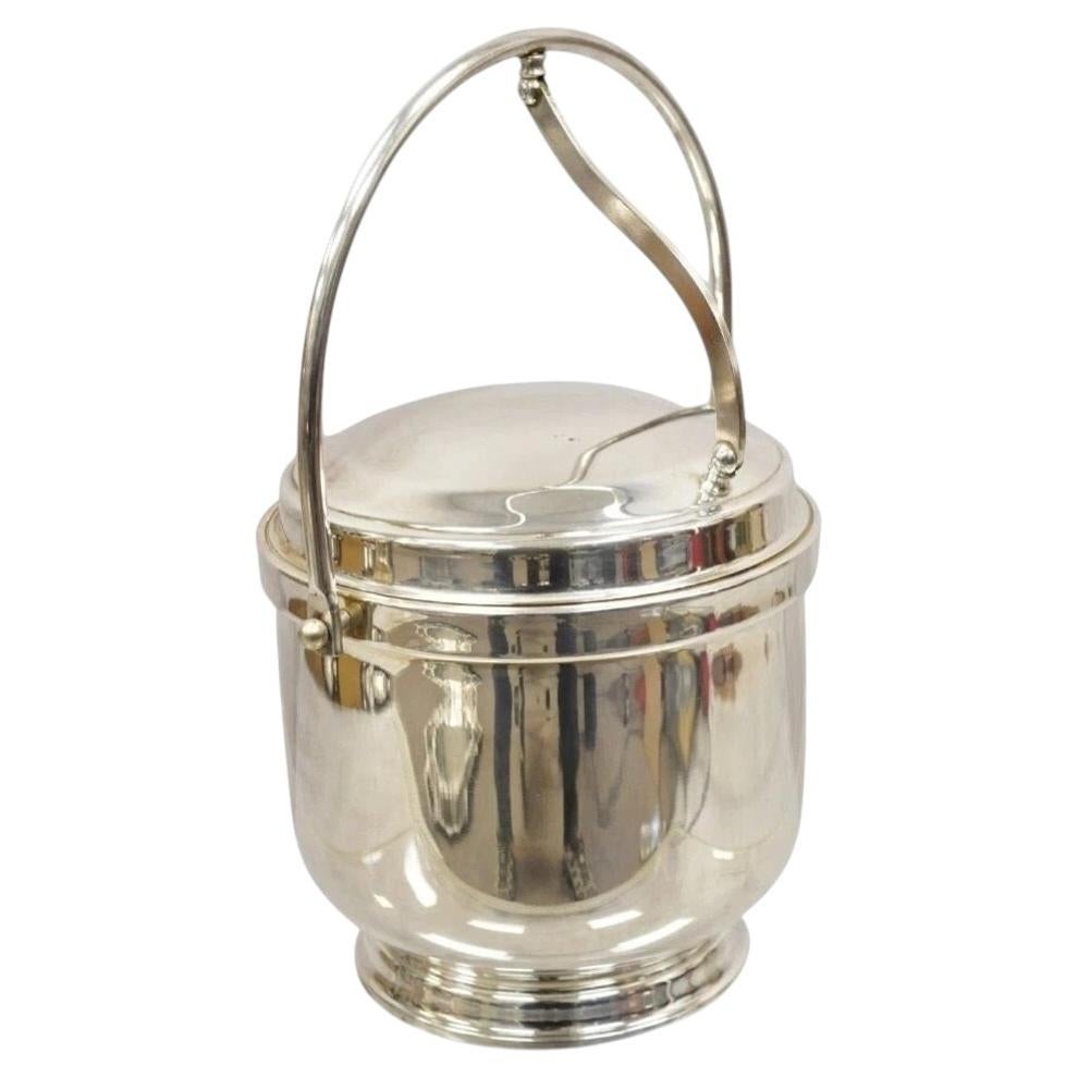 Vintage Wallace Mid Century Modern Silver Plated Glass Lined Hinged Ice Bucket