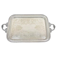 Vintage Wallace "Ornate Georgian" Silver Plated Twin Handle Serving Platter Tray