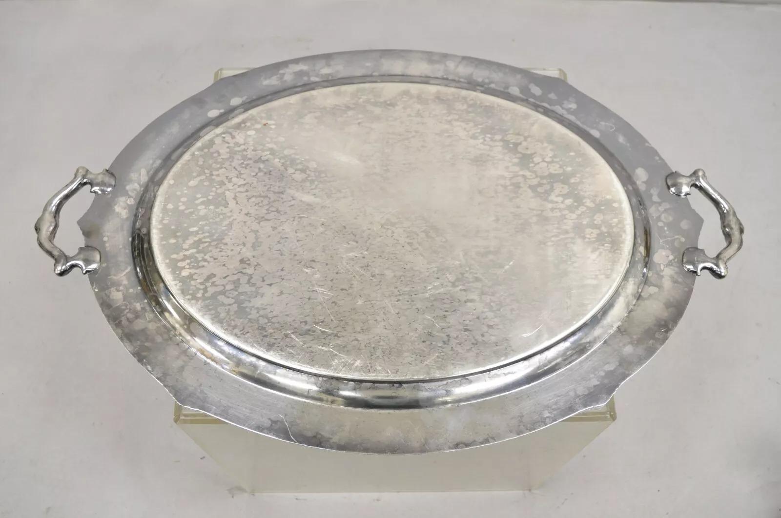 Bandeja ovalada de servir vintage Wallace Rose Point victoriana bañada en plata Chapado en plata en venta