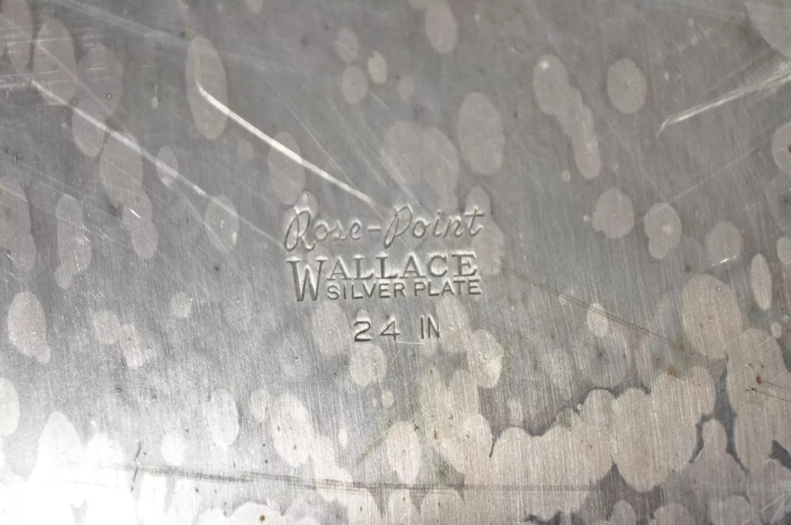 Bandeja ovalada de servir vintage Wallace Rose Point victoriana bañada en plata en venta 1