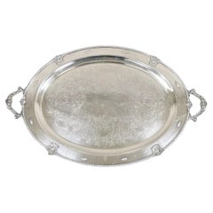 Vintage Wallace Rose Point Victorian Silver Plated Oval Serving Platter Tray