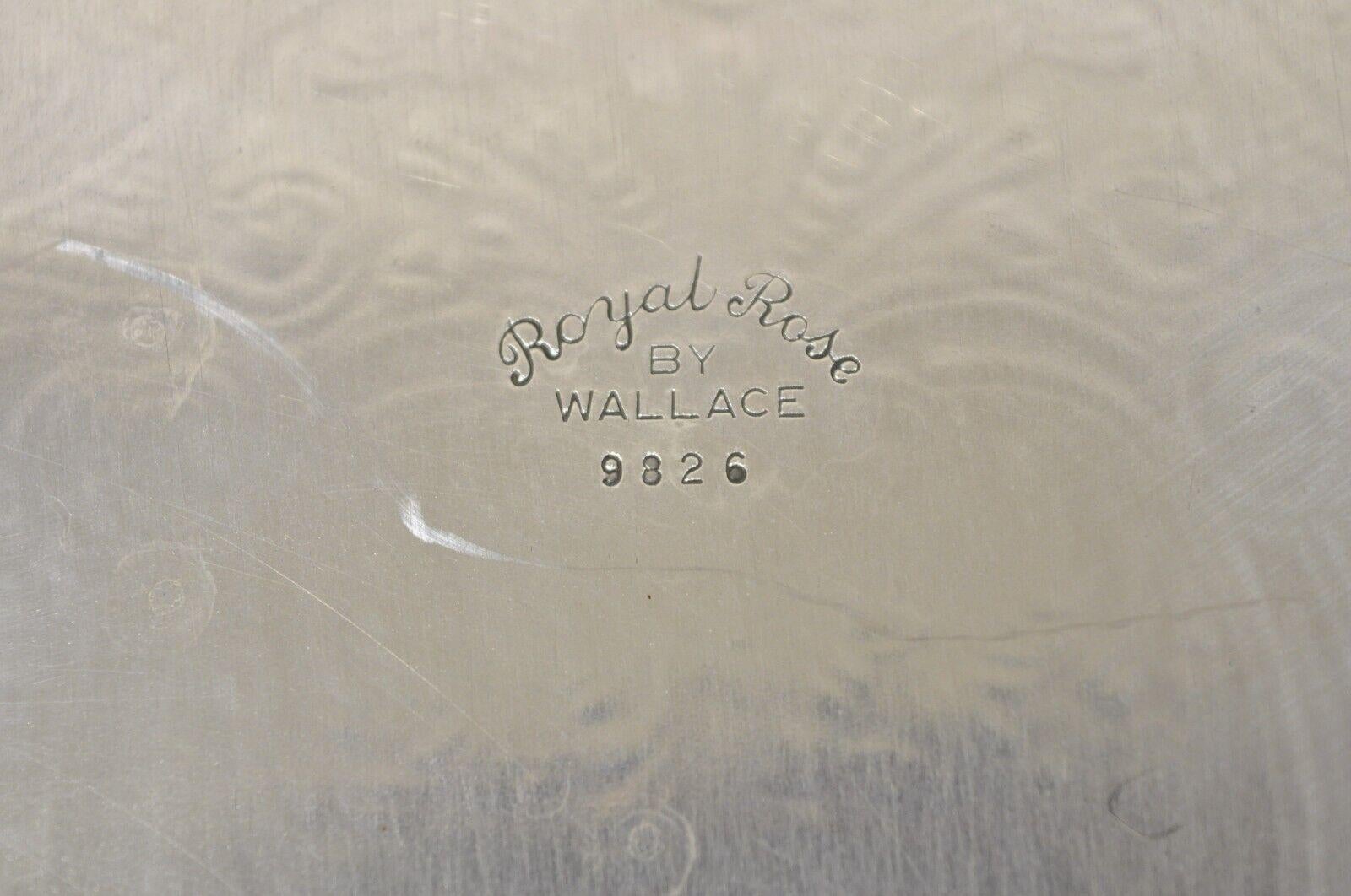 Vintage Wallace Royal Rose 9826 Silver Plated Ornate Oval Serving Platter Tray For Sale 2