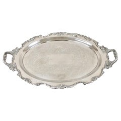 Vintage Wallace Royal Rose 9826 Silver Plated Ornate Oval Serving Platter Tray