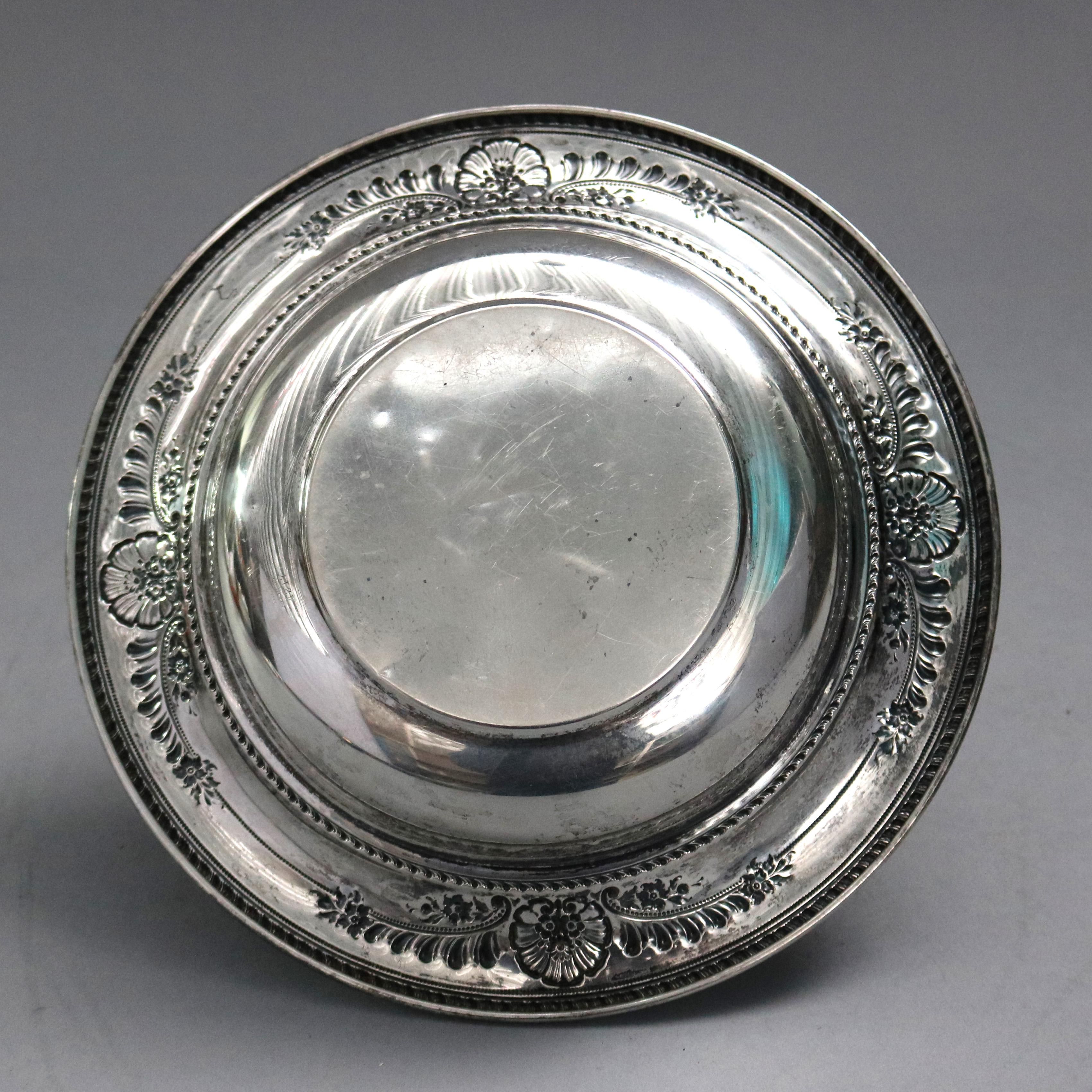 American Vintage Wallace Sterling Silver Repousse Serving Bowl, circa 1930
