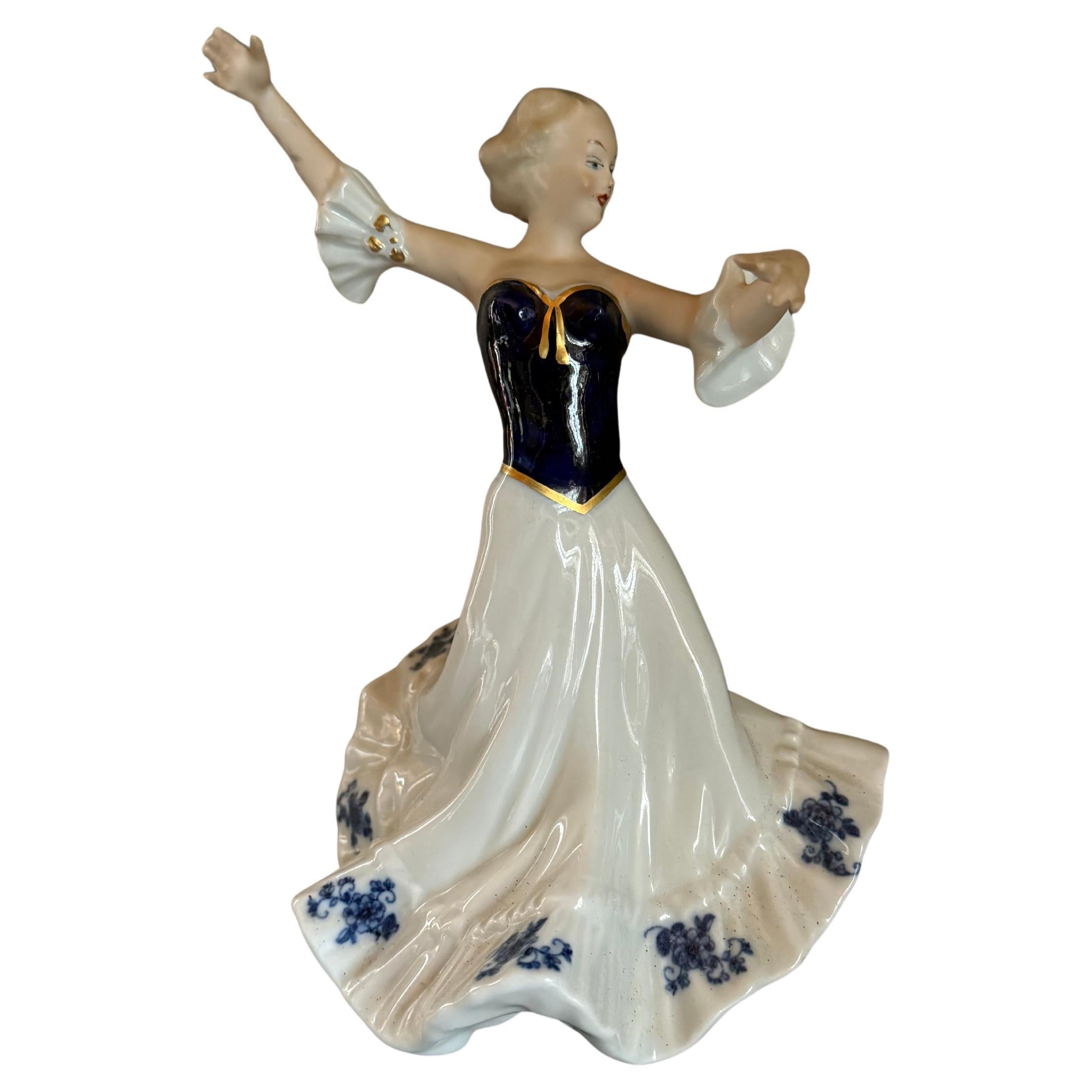 Vintage Wallendorf Germany Ballerina Cobalt 20th Century