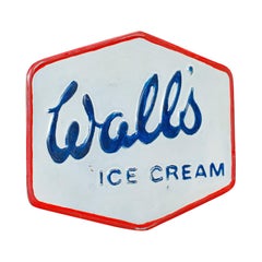 Vintage Wall's Ice Cream Sign, English, Alloy, Advertisement, Plate, circa 1950
