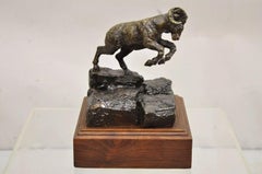 Vintage Wally Shoop 1985 Bronze Ram Bighorn Sheep Sculpture Limited 13/250
