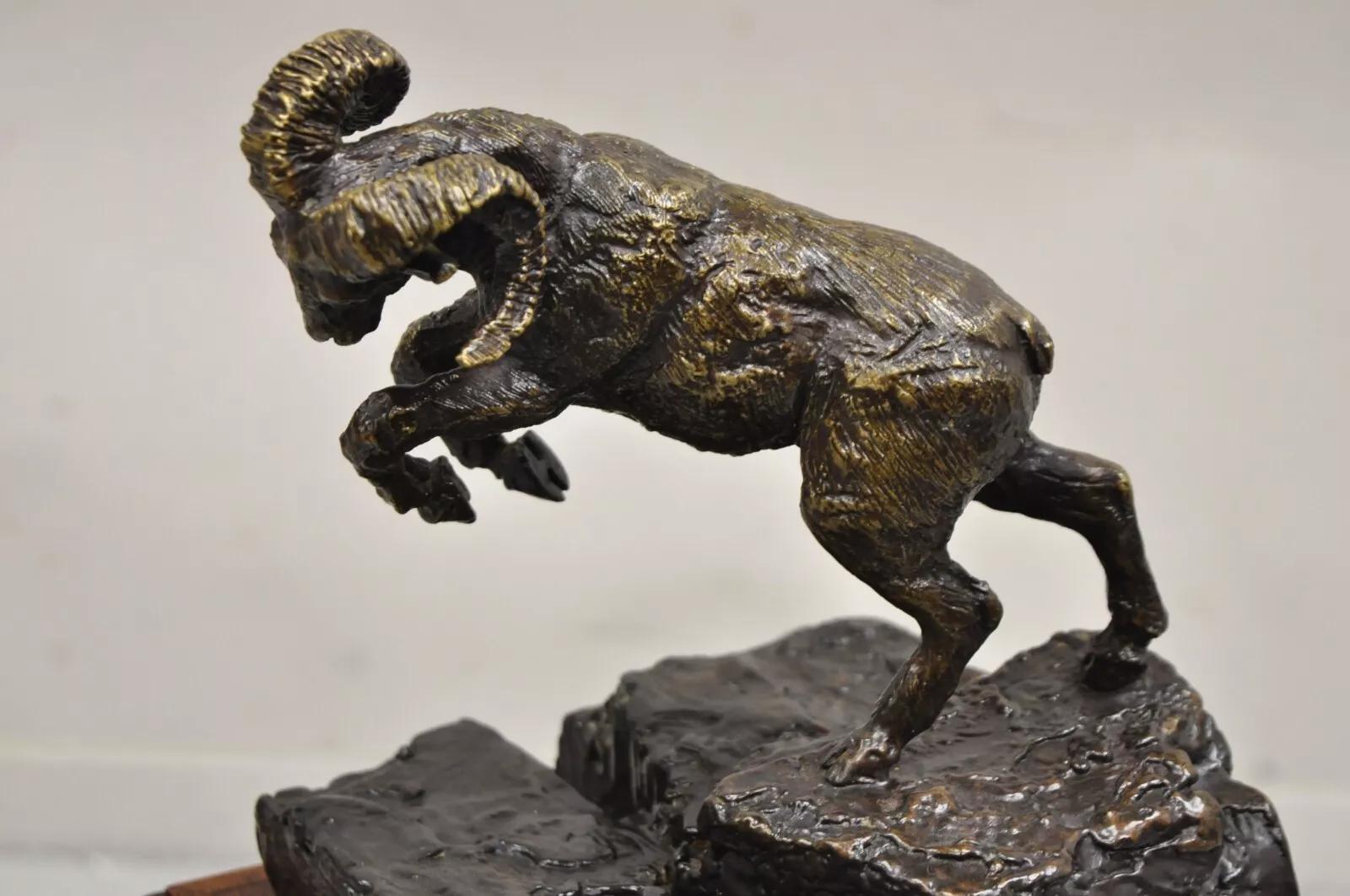 Vintage Wally Shoop 1985 Bronze Ram Bighorn Schaf-Skulptur Limited 13/250, Vintage (Unbekannt) im Angebot