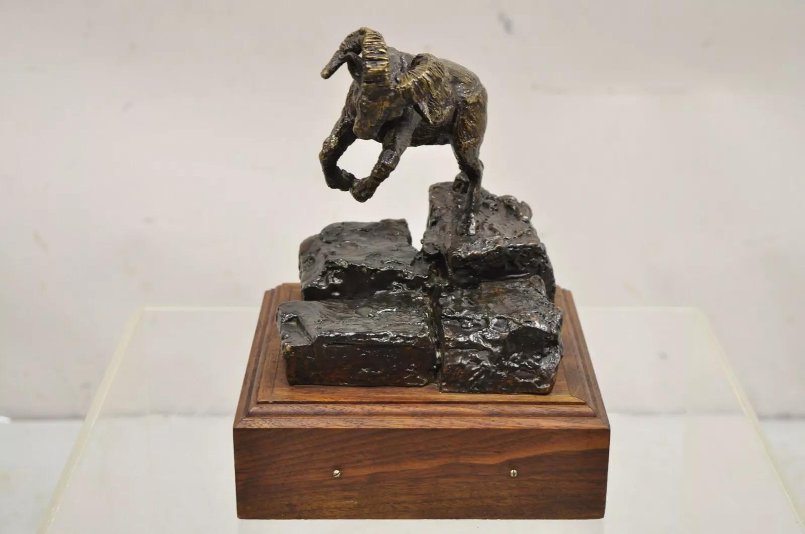 Vintage Wally Shoop 1985 Bronze Ram Bighorn Schaf-Skulptur Limited 13/250, Vintage (20. Jahrhundert) im Angebot