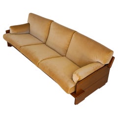 Vintage Walnut 3-Seat Sofa by Mobil Girgi with JP&G Baker Velvet Upholstery