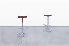 Vintage Walnut and Aluminum Bar Stools