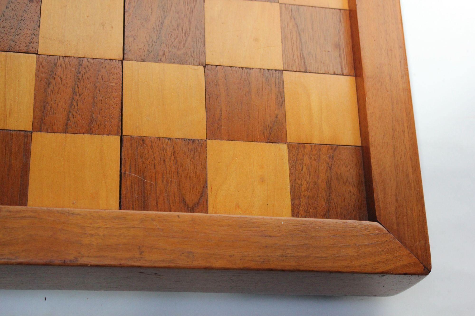 Vintage Walnut and Beech Chessboard For Sale 6